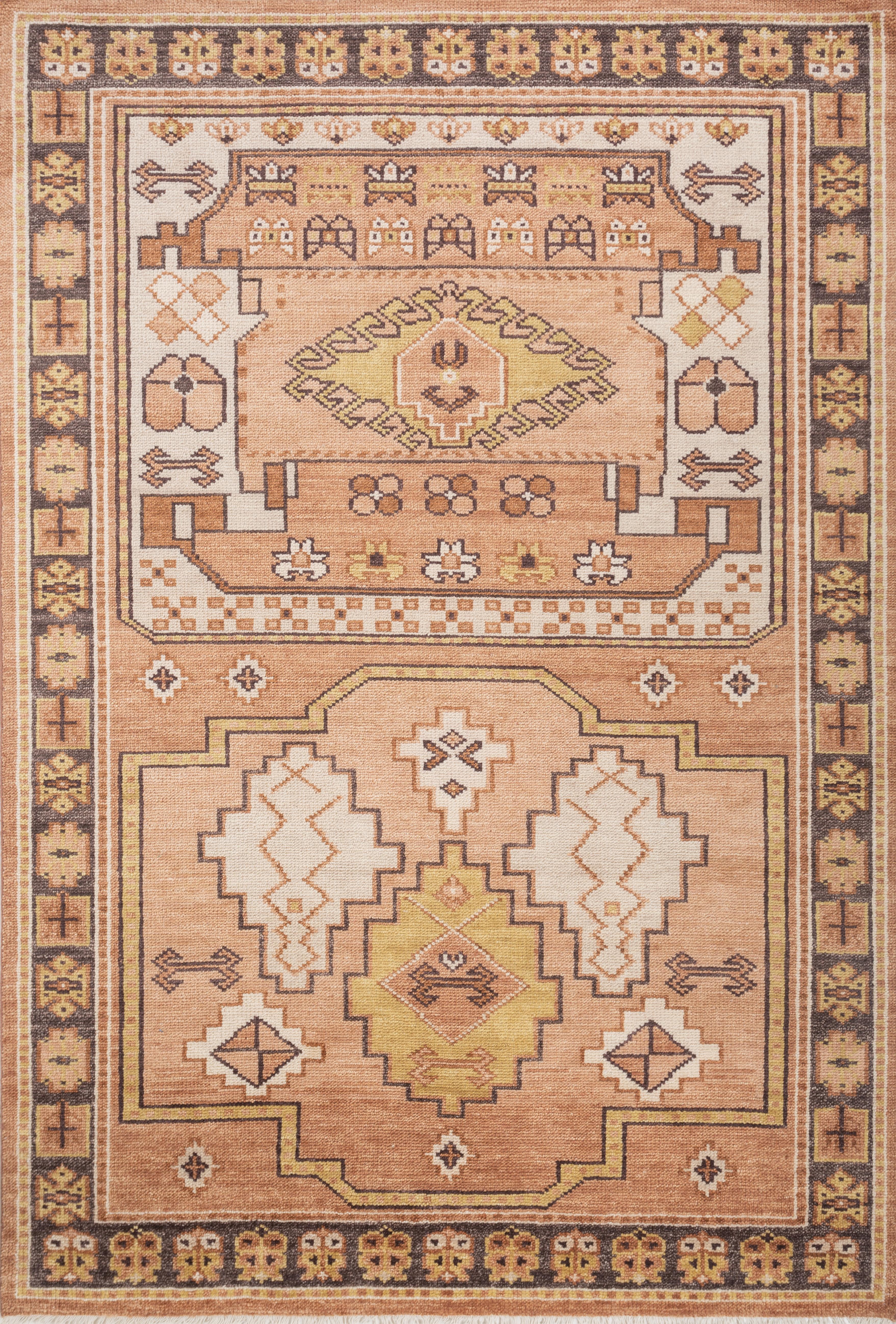 Jaipur Rugs Tapis 6x9 pieds noués à la main Tapis moderne en laine beige et marron