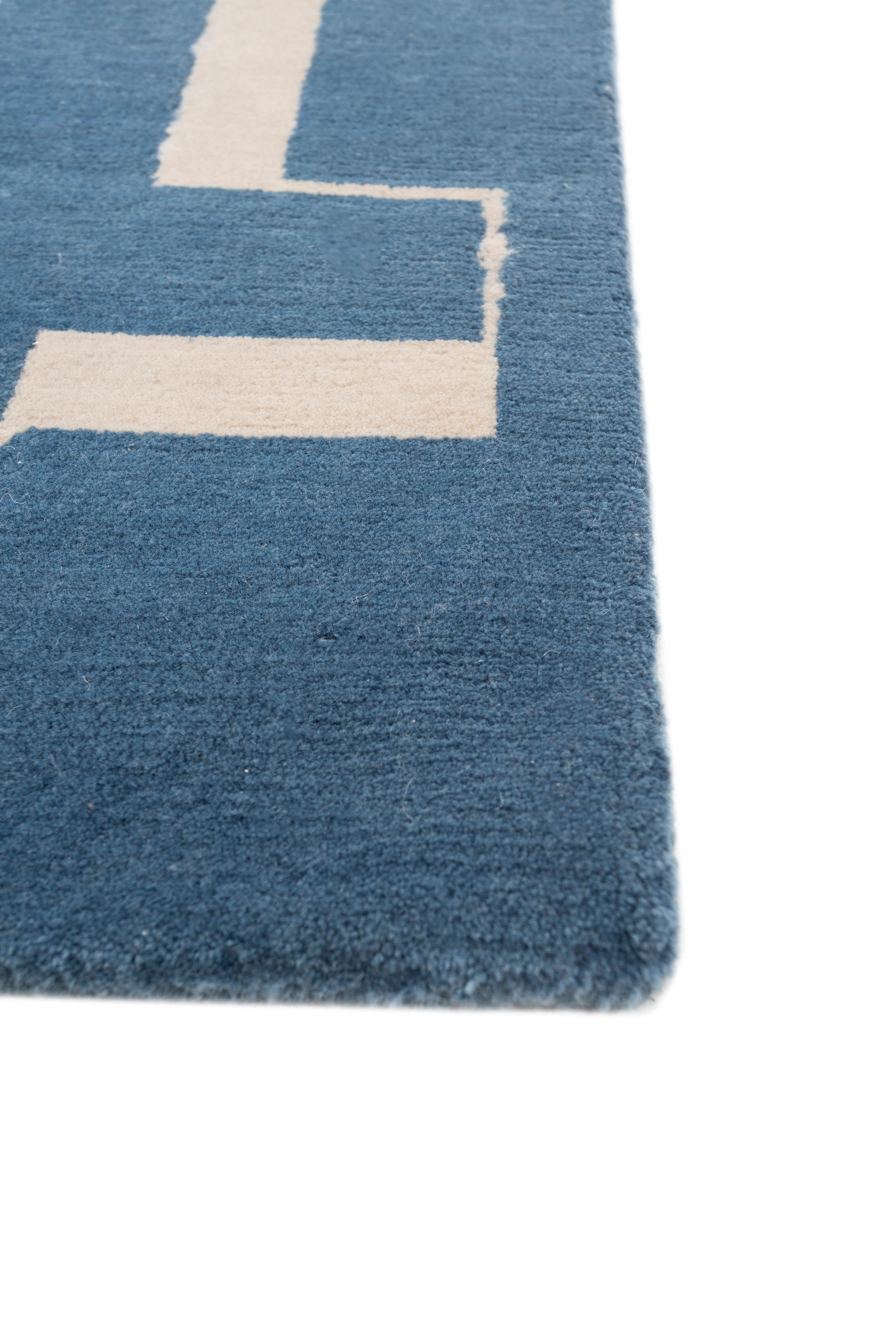 Moderne Jaipur Rugs Tapis 6x9 pieds noués à la main Tapis en laine moderne bleu en vente