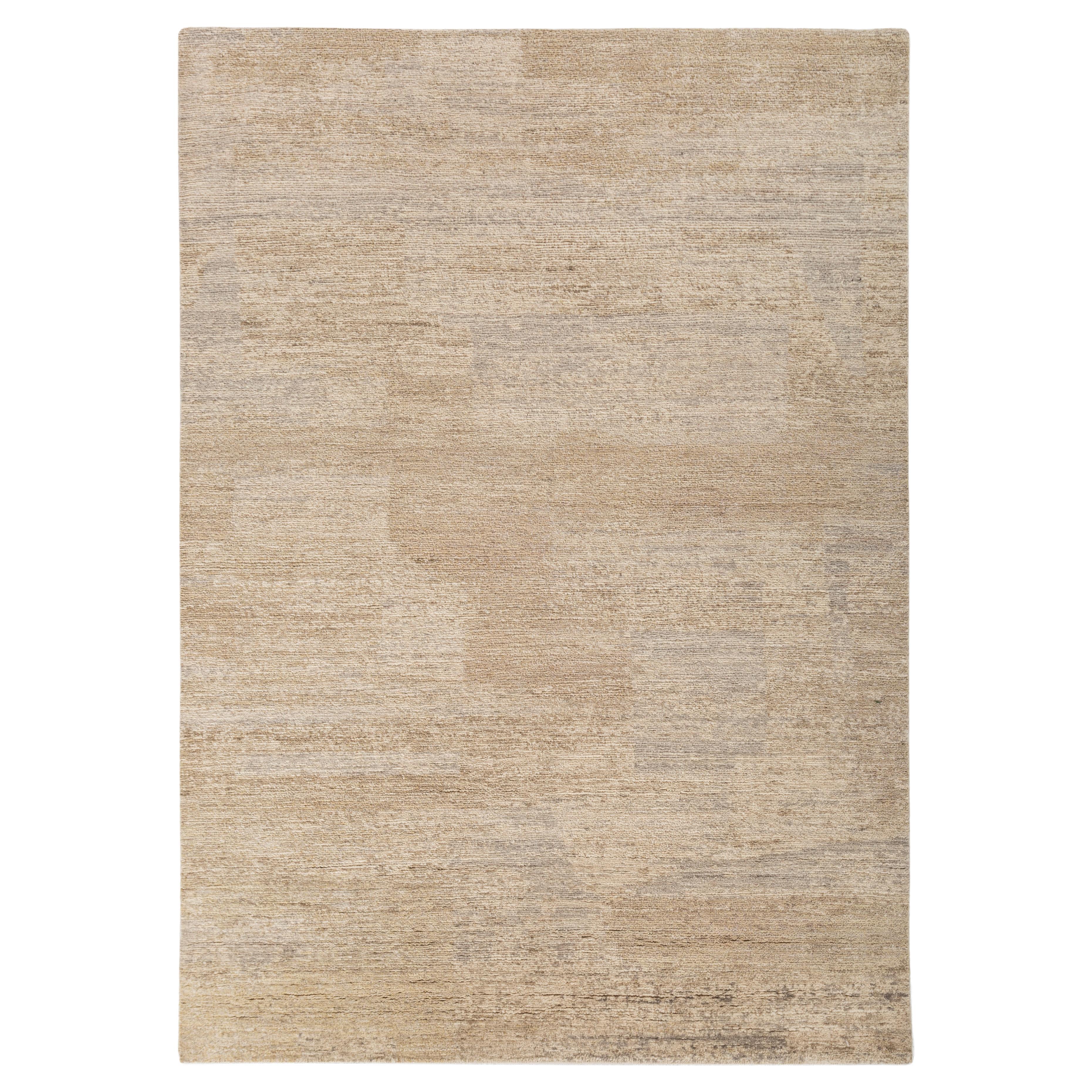 Jaipur Rugs 6X9 Piedi Tappeto annodato a mano in lana moderno oro