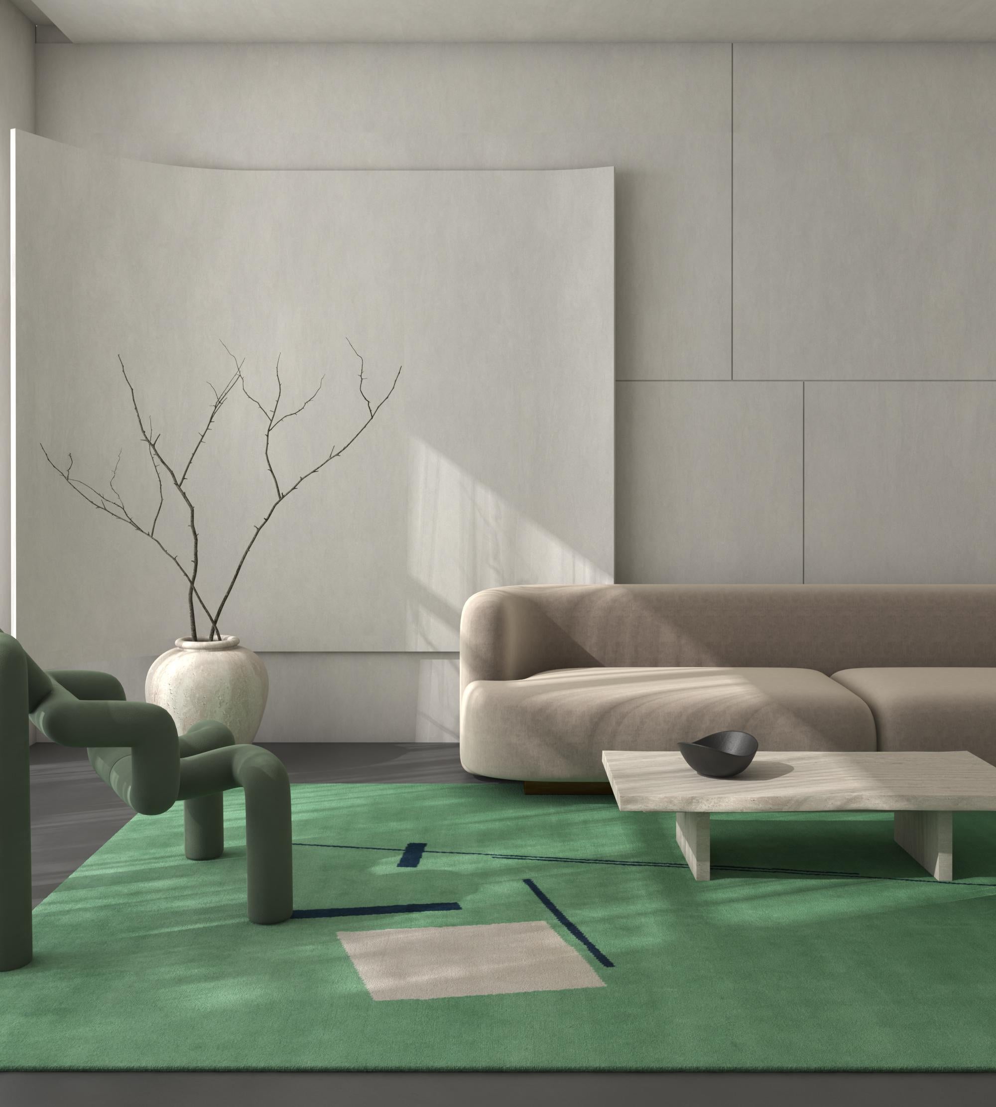 Jaipur Rugs Die Kollektion Sthir steht für ein Design, das zwischen Komplexität und Einfachheit schwankt. Alles an der Kollektion deutet auf einen Zustand des Gleichgewichts und der Harmonie hin. Von Designs, die ein perfektes Gleichgewicht zwischen