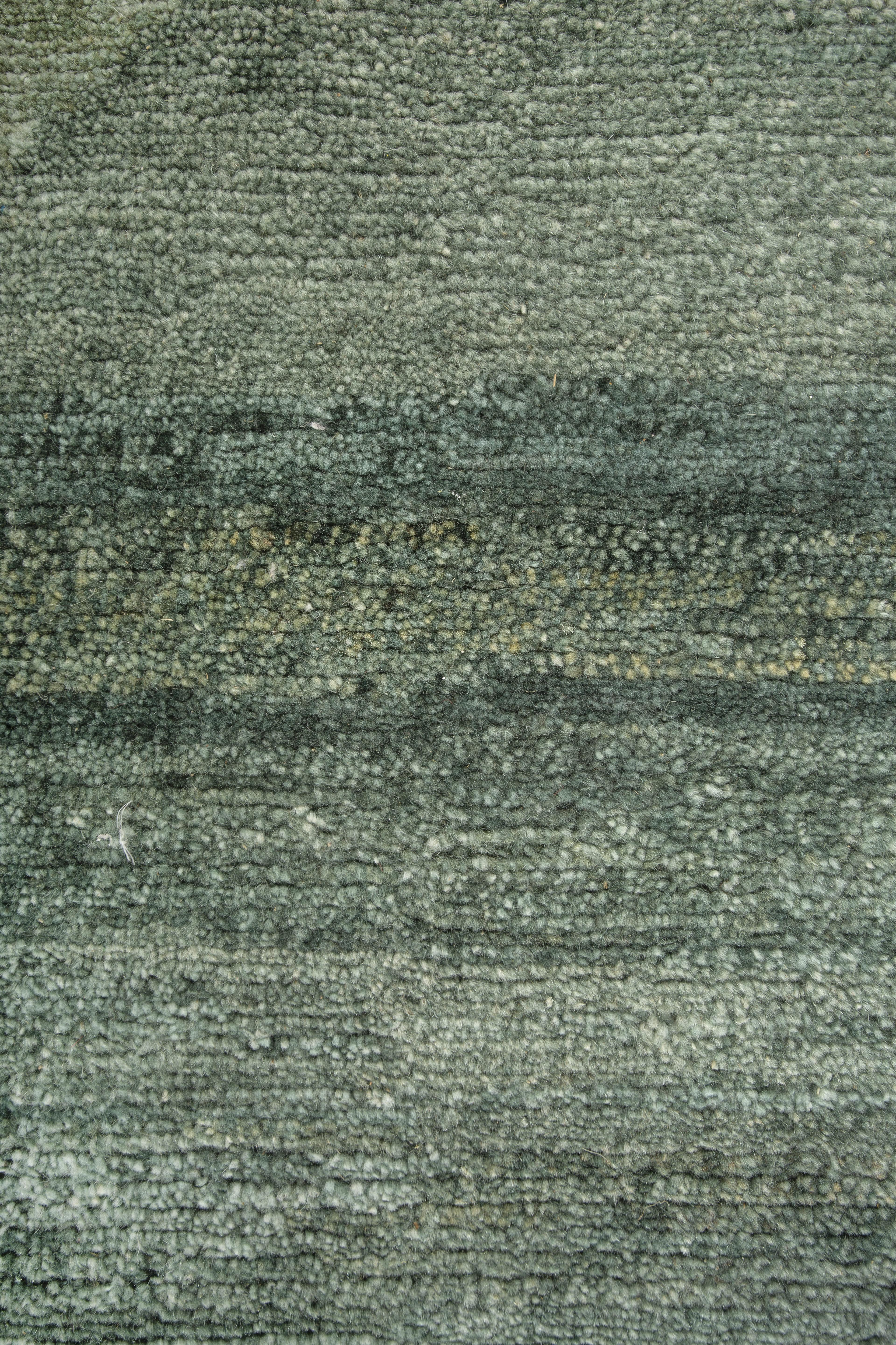 Indien Jaipur Rugs 6X9 pieds Tapis en laine noué à la main Tapis moderne vert en vente