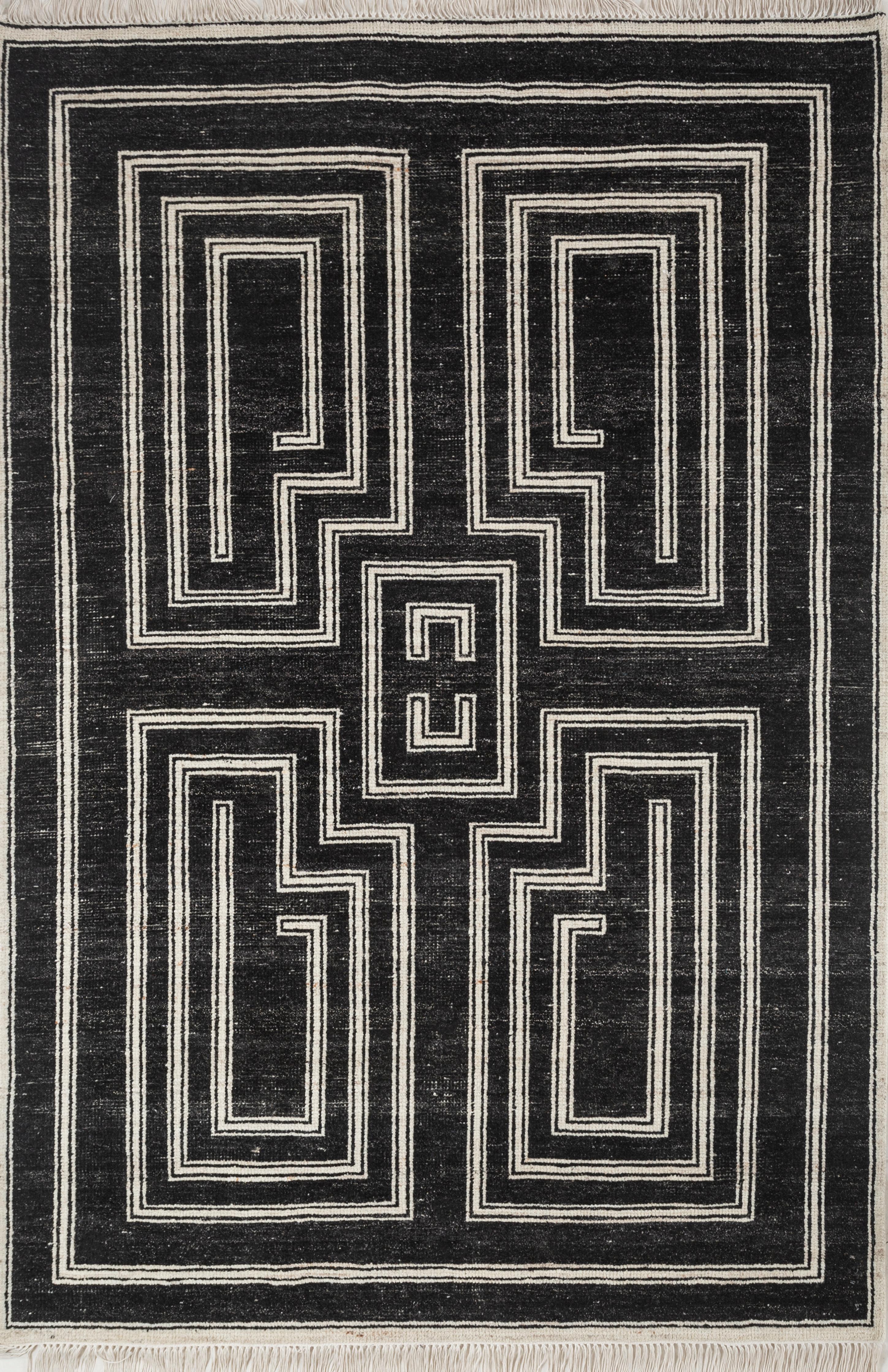 Jaipur Rugs 6x9 Feet Hand geknüpft Teppich Wolle Modern Grau Und Schwarz Teppich