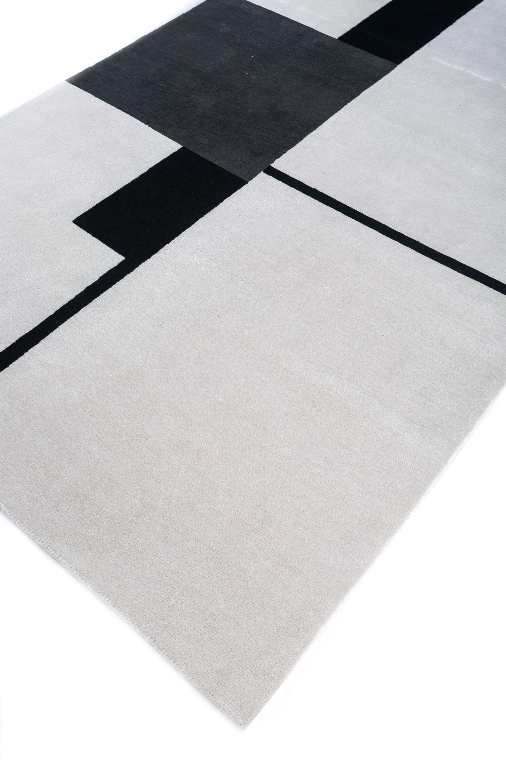 Indiano Jaipur Rugs 6x9 Piedi Tappeto annodato a mano in lana moderno avorio in vendita