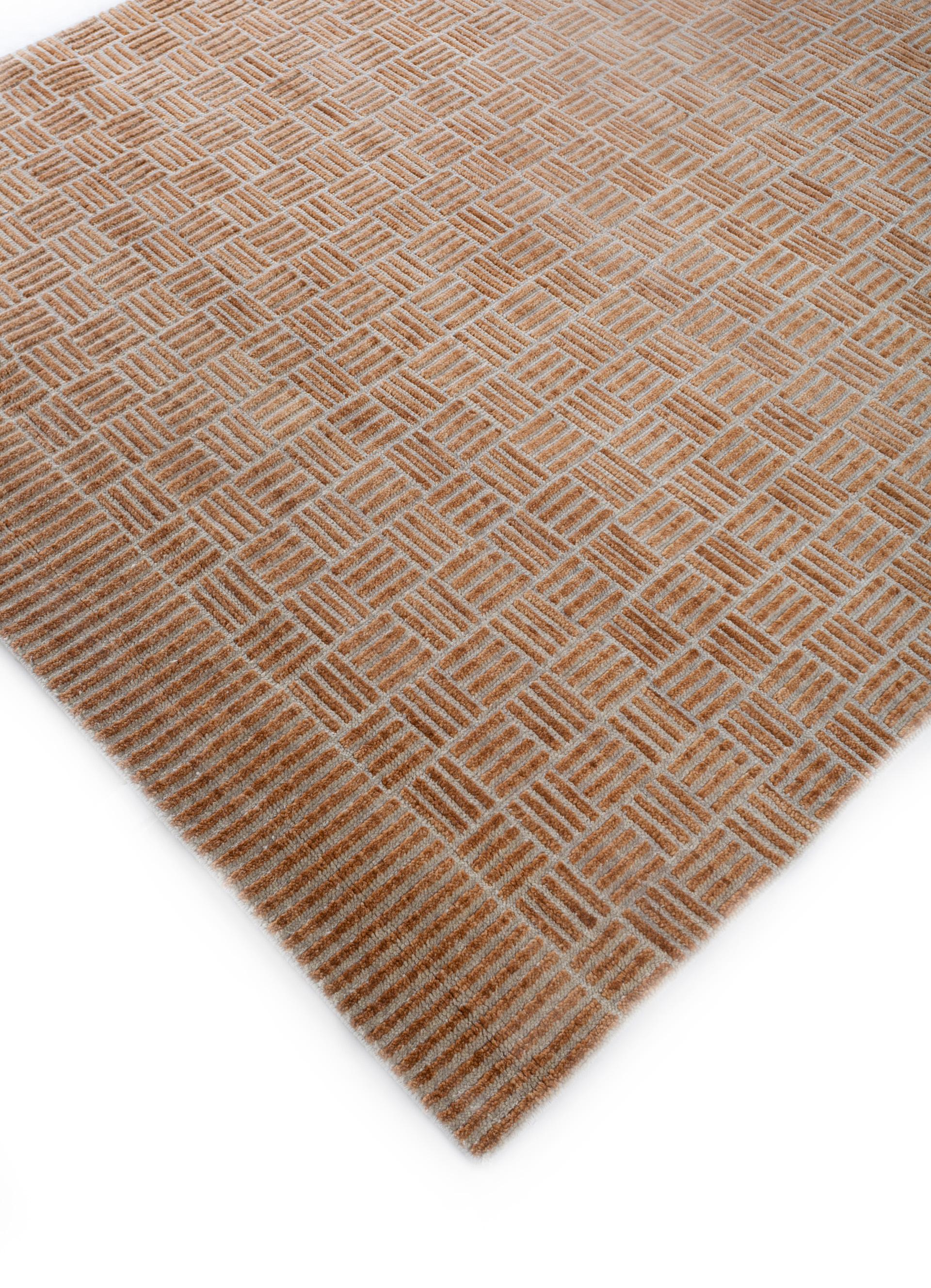 Indien Jaipur Rugs Tapis 6x9 pieds noué à la main Tapis moderne en laine rouge et orange en vente