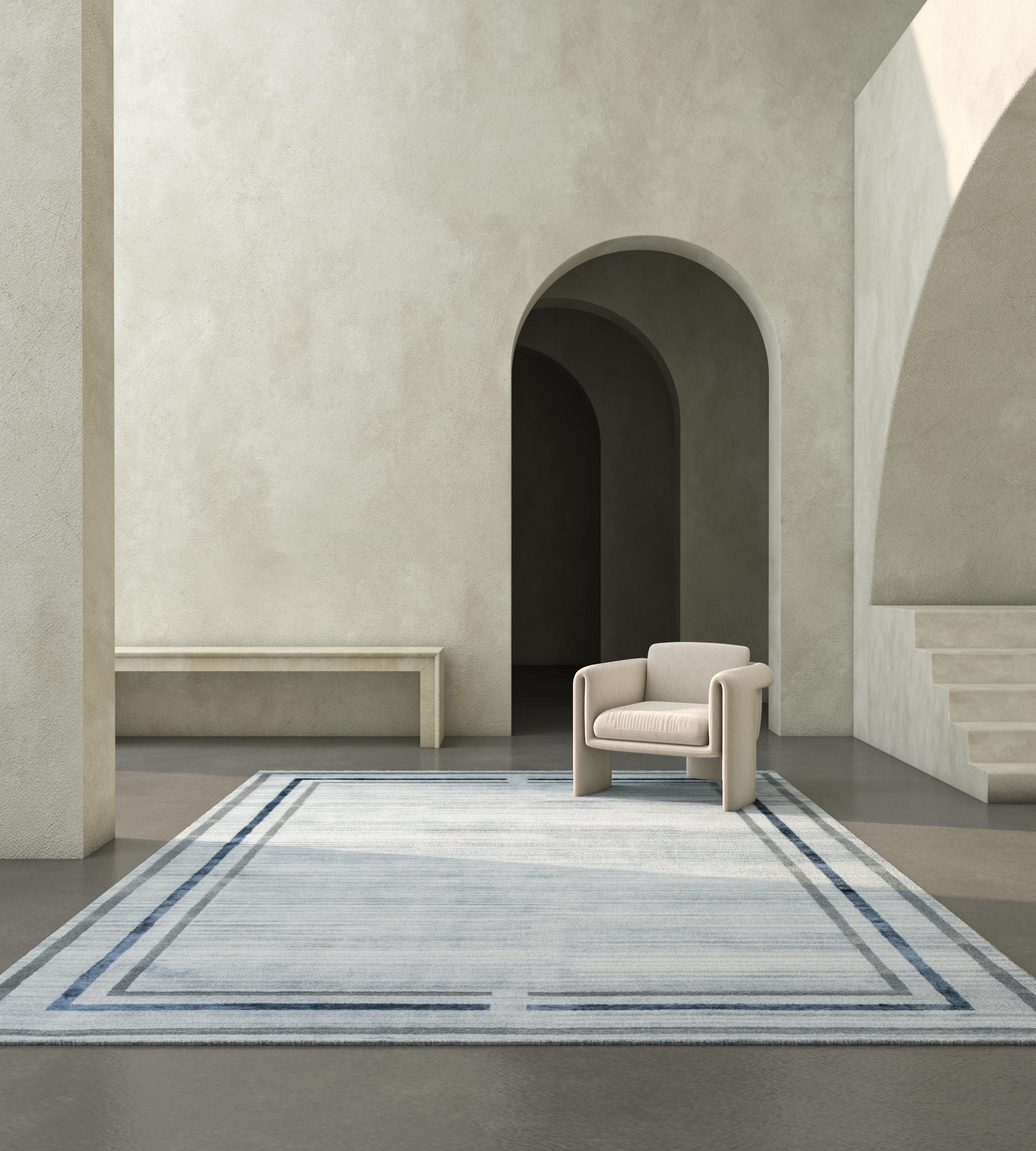 Laine Jaipur Rugs Tapis noué à la main 6x9 pieds Tapis moderne en laine, viscose et soie de bambou en vente