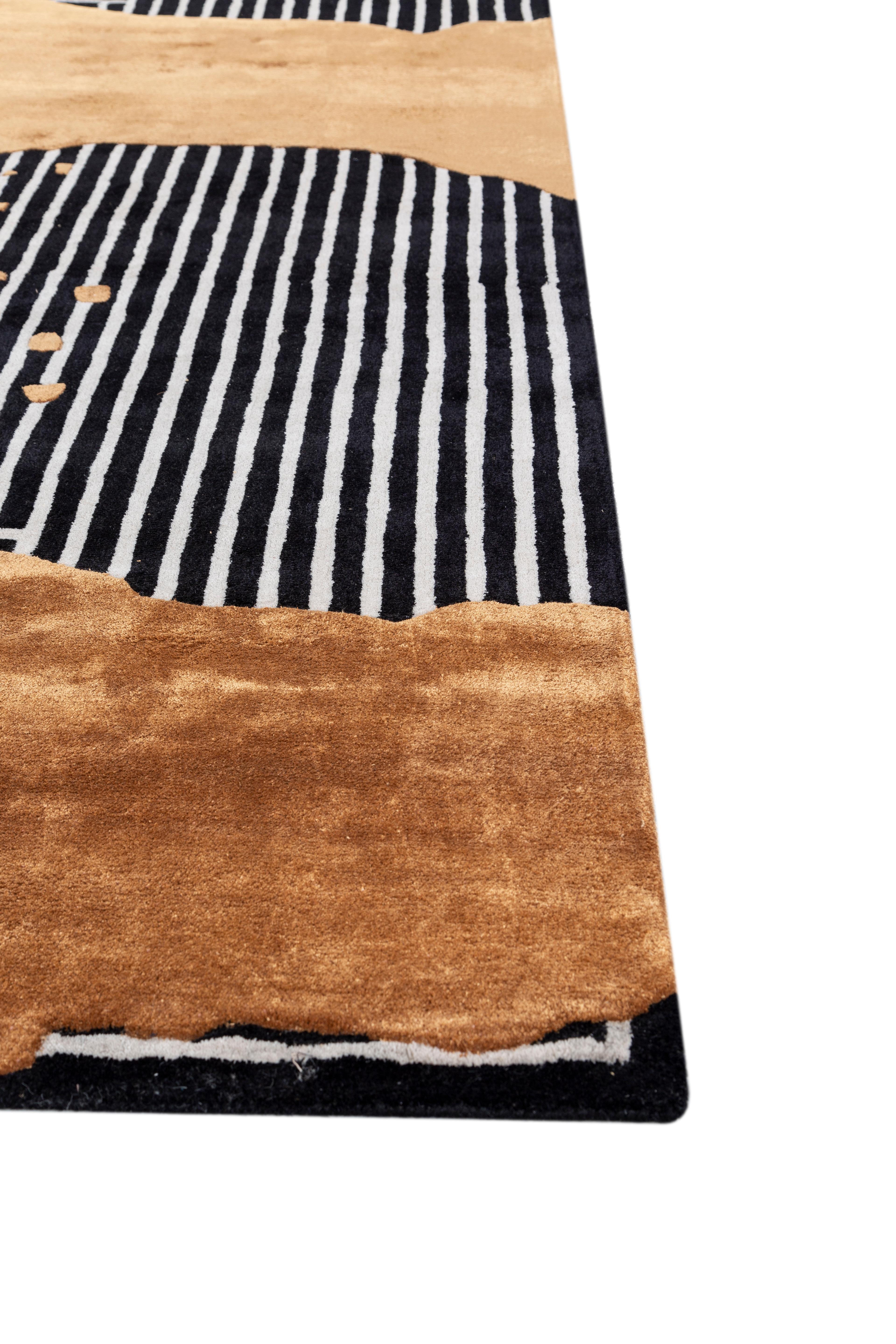Moderno Tappeto Jaipur Rugs 6x9 Piedi Tappeto trapuntato a mano in lana e viscosa moderno blu in vendita