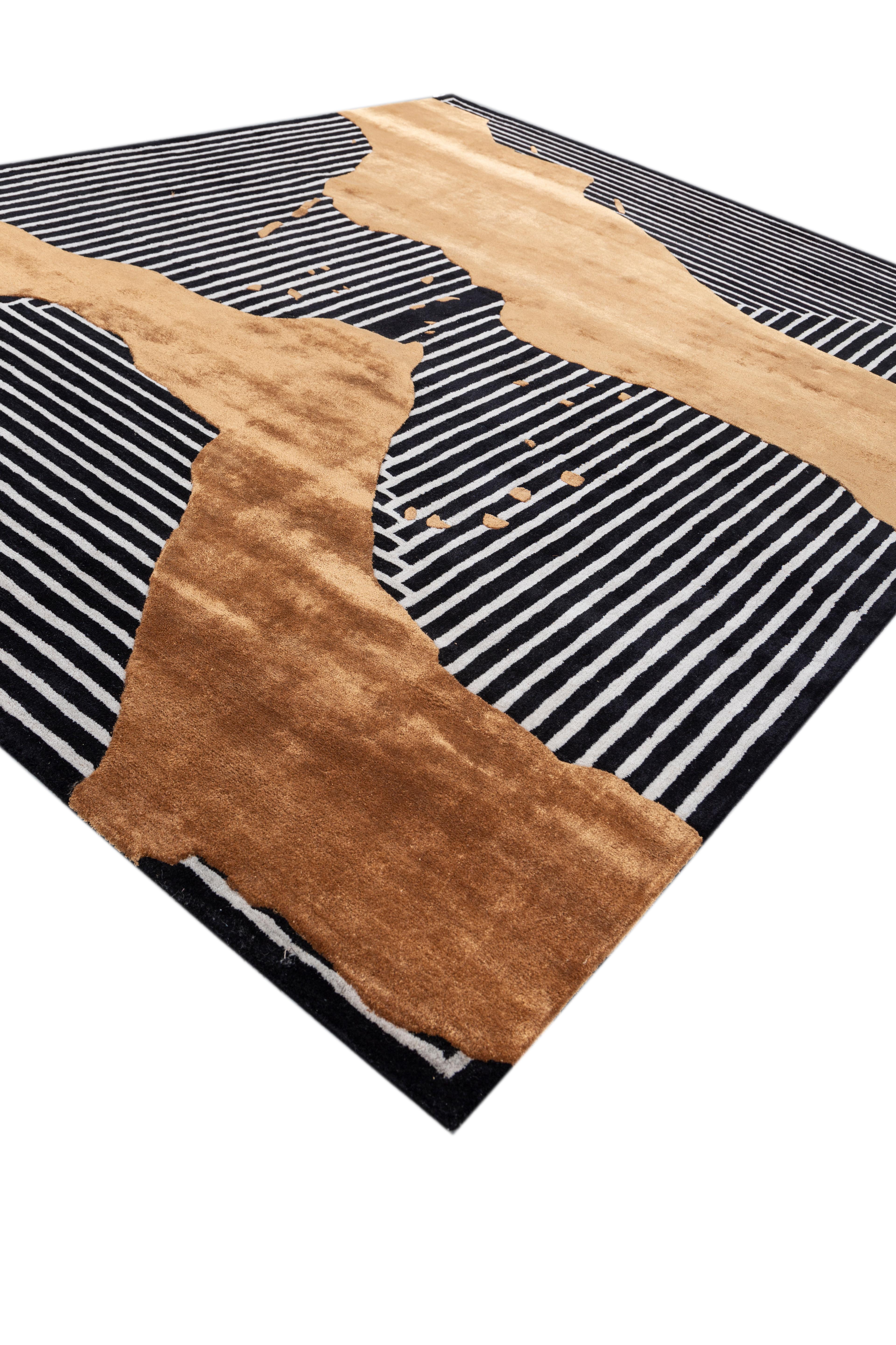 Indiano Tappeto Jaipur Rugs 6x9 Piedi Tappeto trapuntato a mano in lana e viscosa moderno blu in vendita
