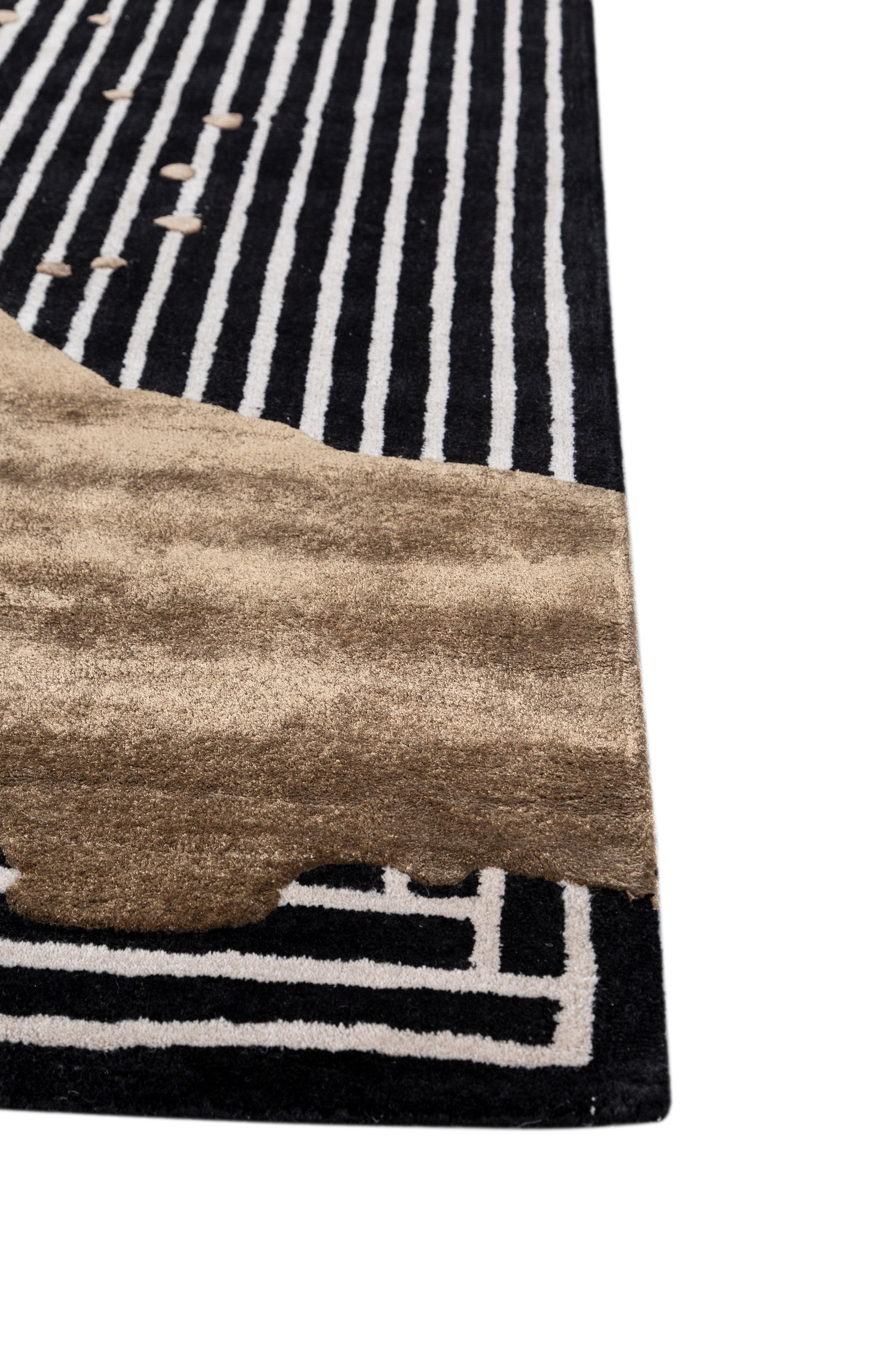 Indiano Tappeto Jaipur Rugs 6x9 Piedi Tappeto trapuntato a mano in Lana e Viscosa Verde Moderno in vendita