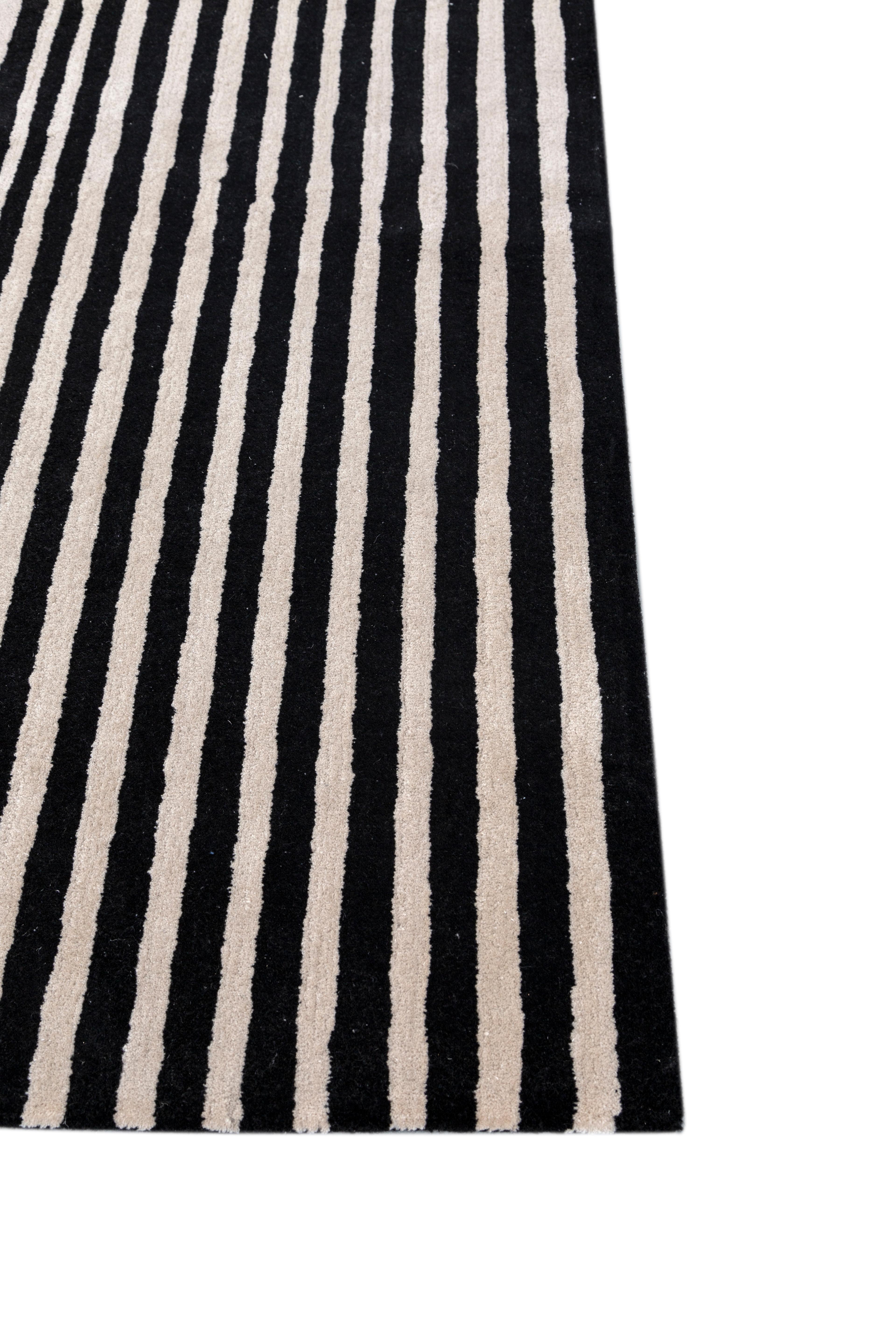 Jaipur Teppiche 6x9 Füße Hand getuftet Teppich Wolle und Viskose moderne Grau & Schwarz Teppich (Moderne) im Angebot