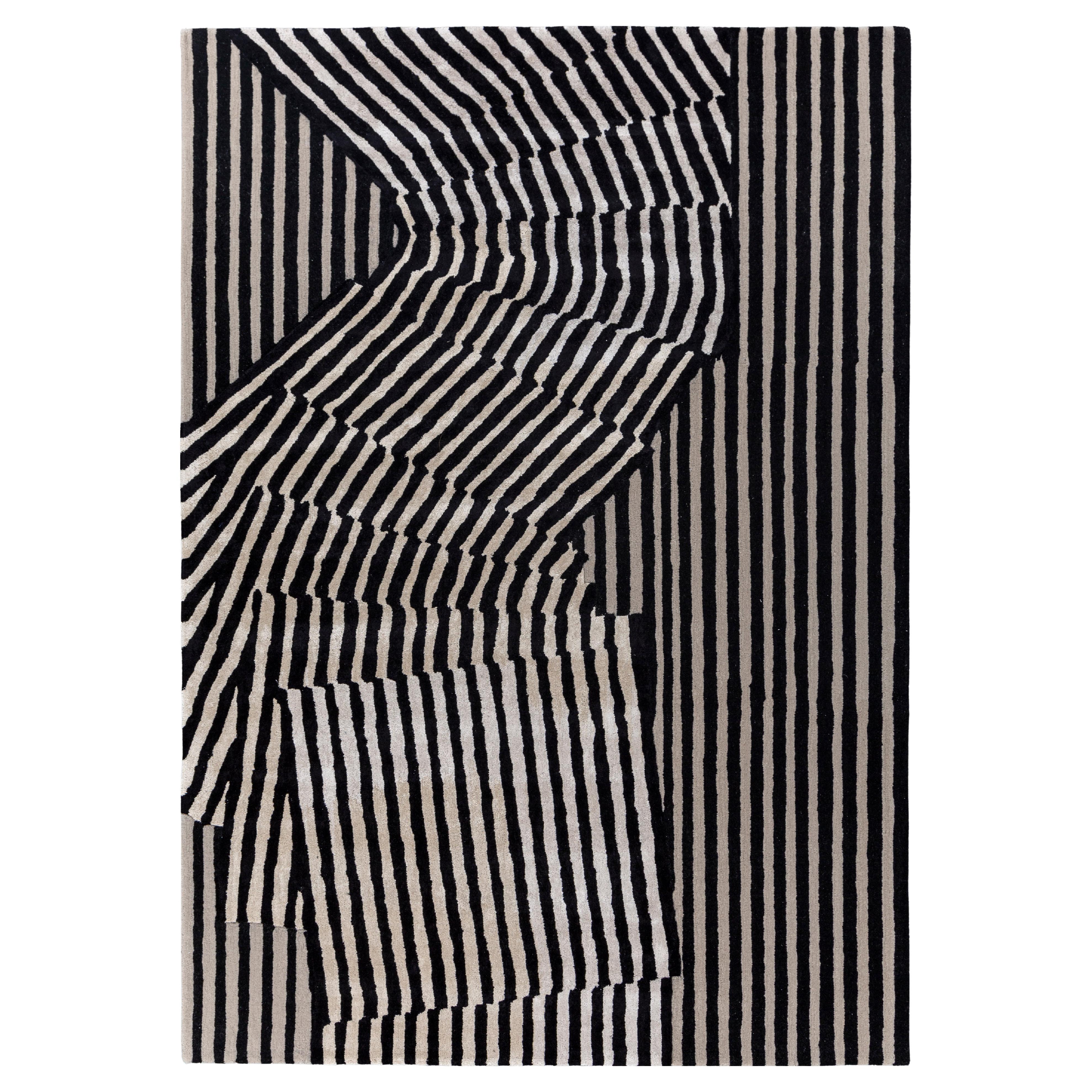 Jaipur Teppiche 6x9 Füße Hand getuftet Teppich Wolle und Viskose moderne Grau & Schwarz Teppich