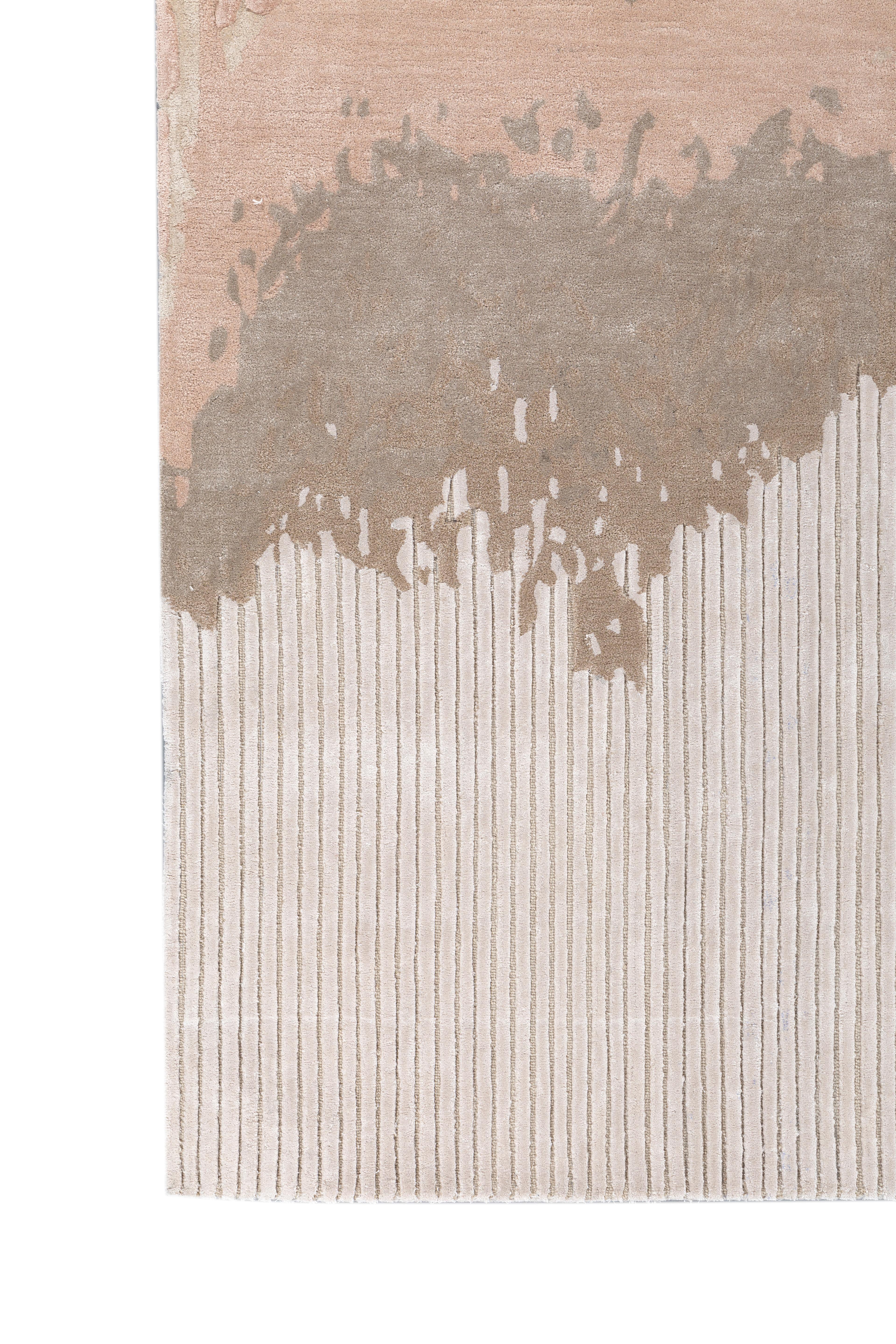 Jaipur Teppiche 6x9 Füße Hand getuftet Teppich Wolle und Viskose Moderne Elfenbein Teppich (Indisch) im Angebot