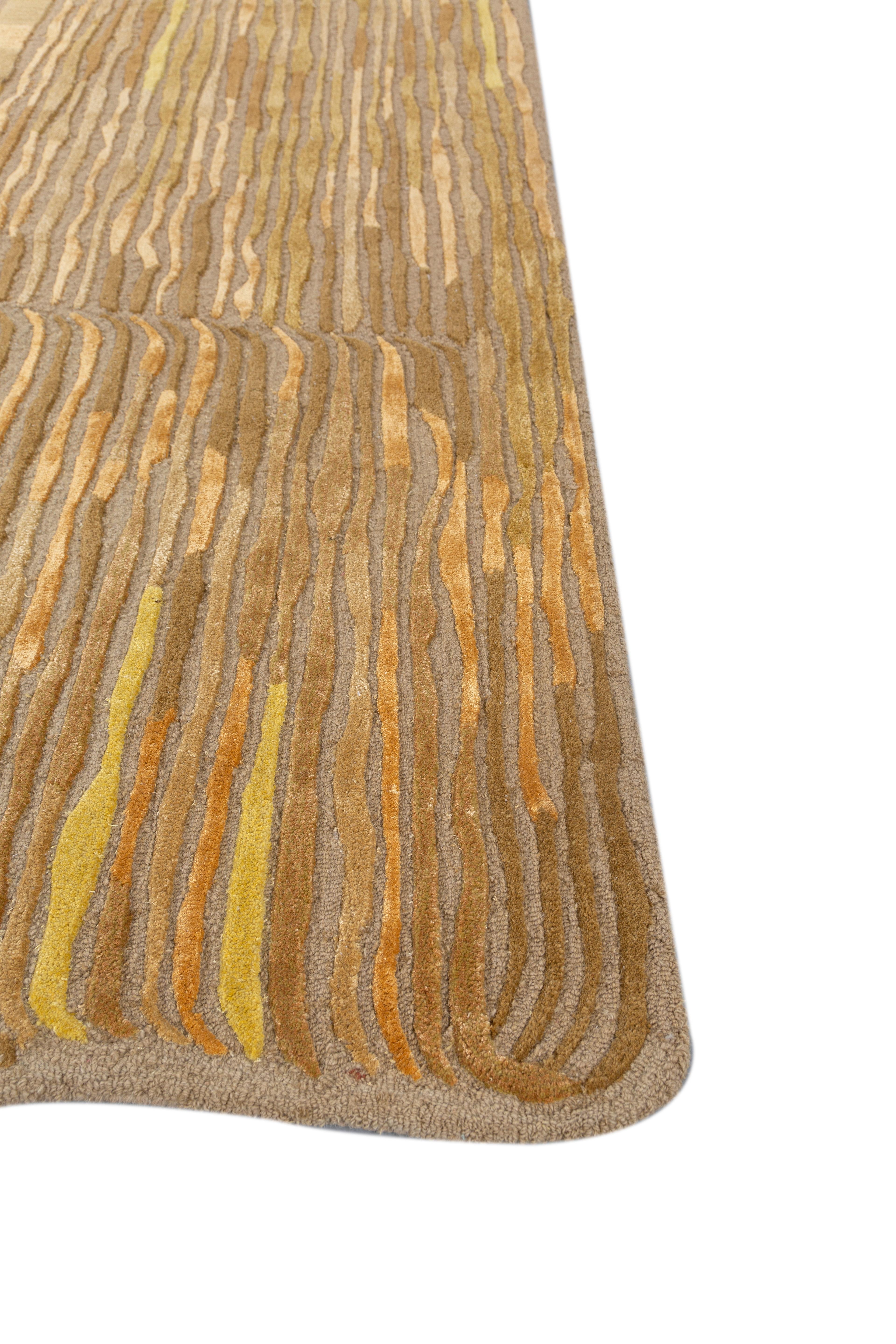 Jaipur Teppiche 6x9 Füße Hand getuftet Teppich Wolle & Viskose Moderne Beige & Braun Teppich (Indisch) im Angebot