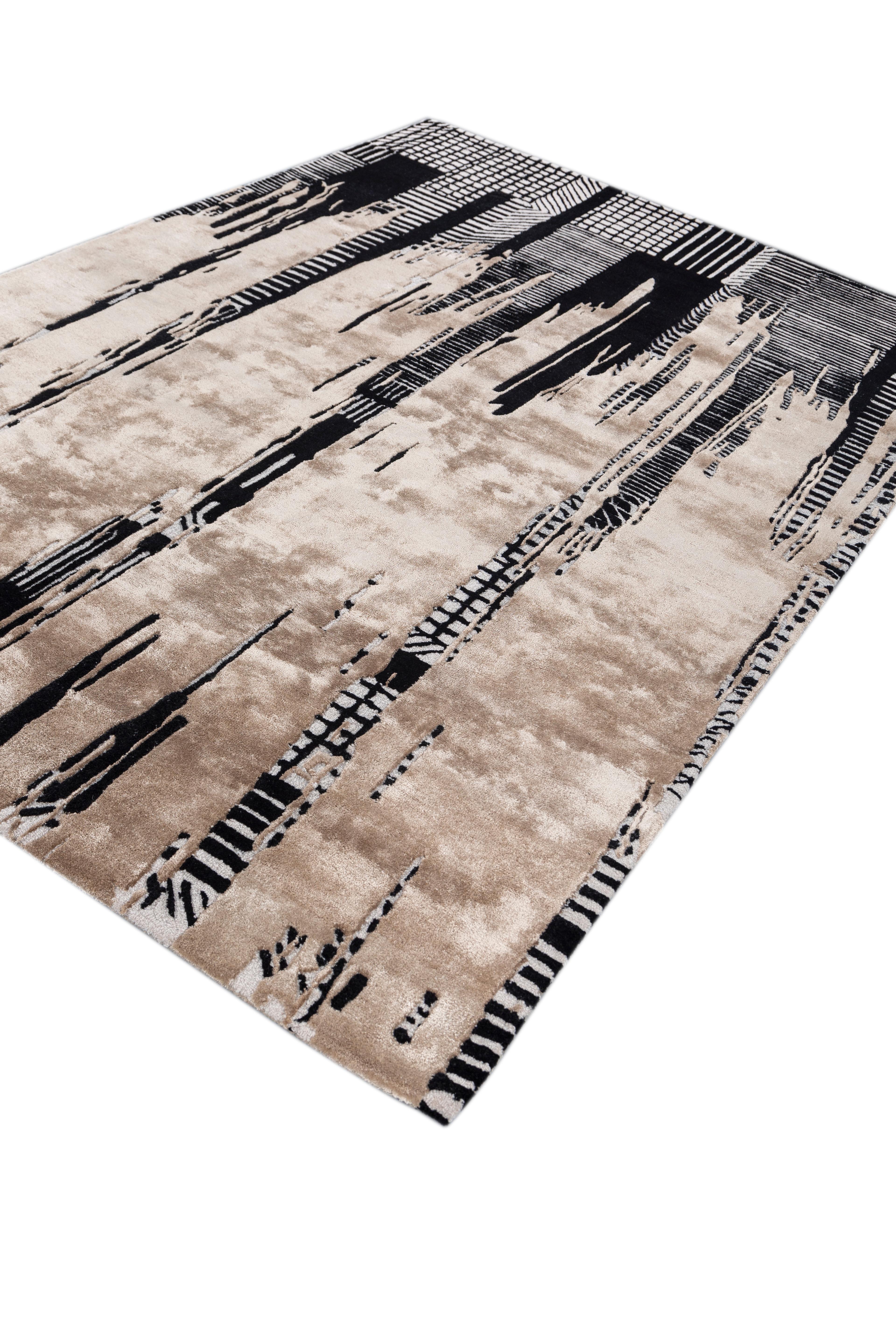 Jaipur Teppiche 6x9 Füße Hand getuftet Teppich Wolle & Viskose Moderne Beige & Braun Teppich (Handgefertigt) im Angebot