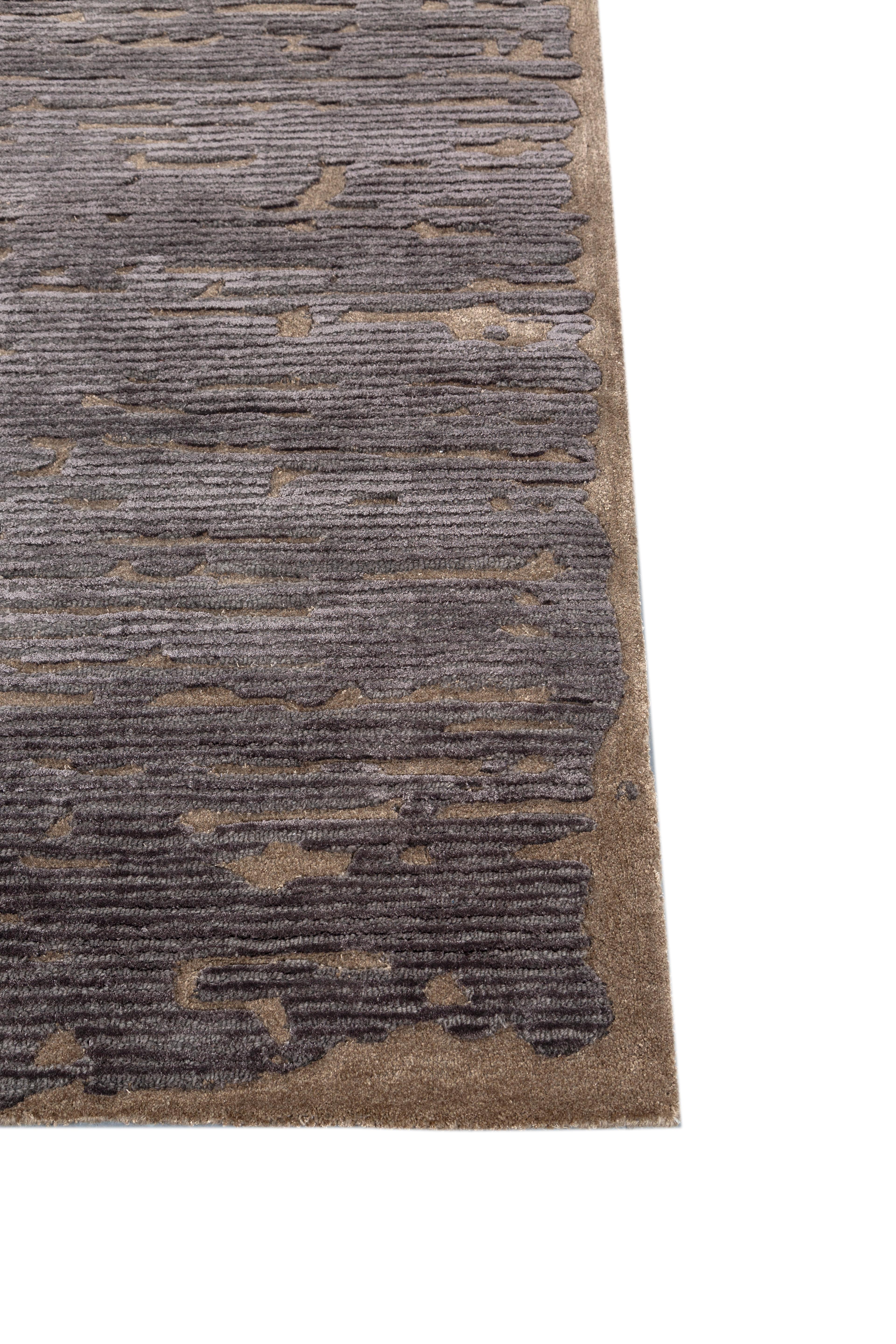Jaipur Teppiche 6x9 Füße Hand getuftet Teppich Wolle & Viskose Moderne Grau & Schwarz Teppich (Indisch) im Angebot