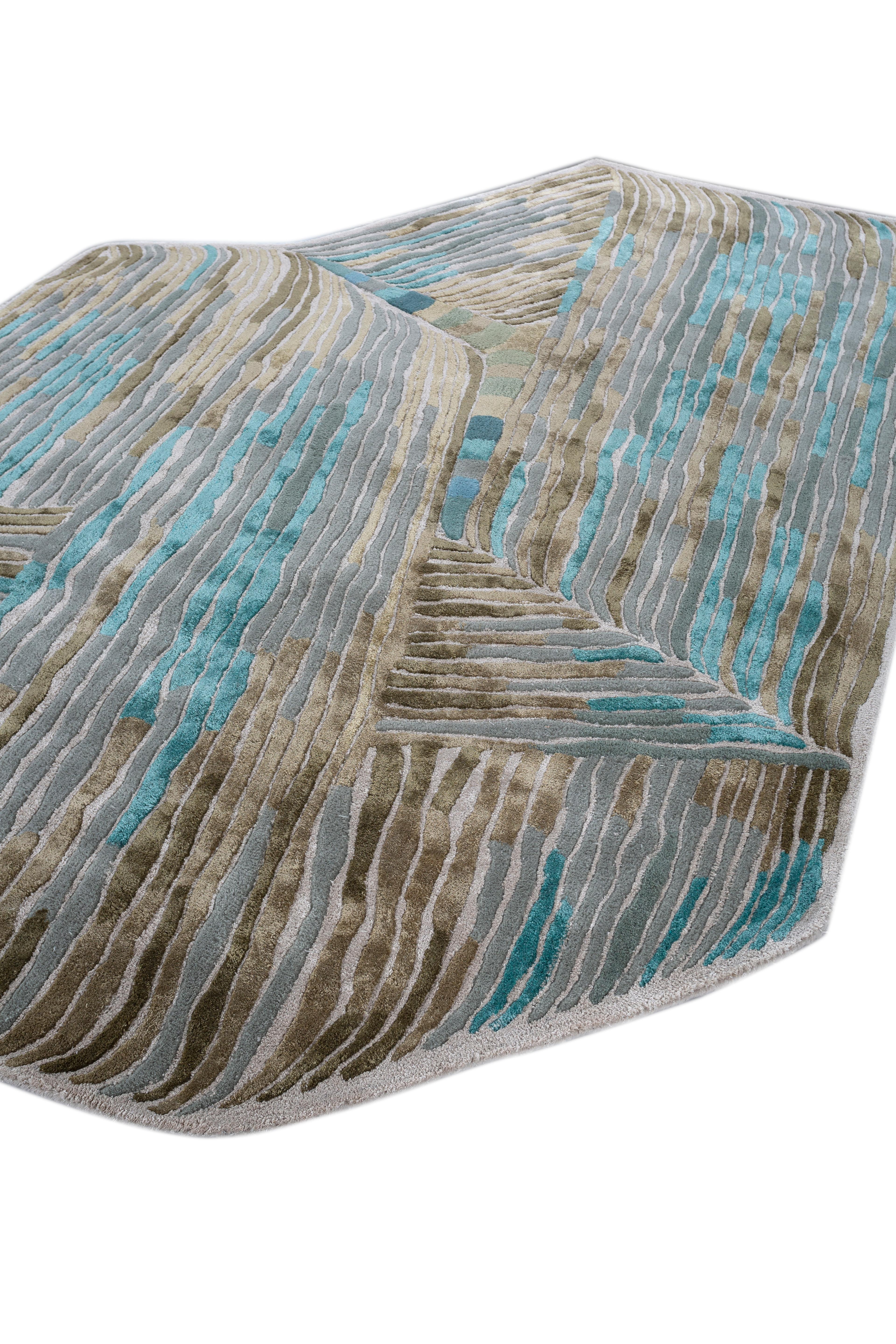 Jaipur Teppiche 6x9 Füße Hand getuftet Teppich Wolle & Viskose Moderne Elfenbein Teppich (Handgefertigt) im Angebot