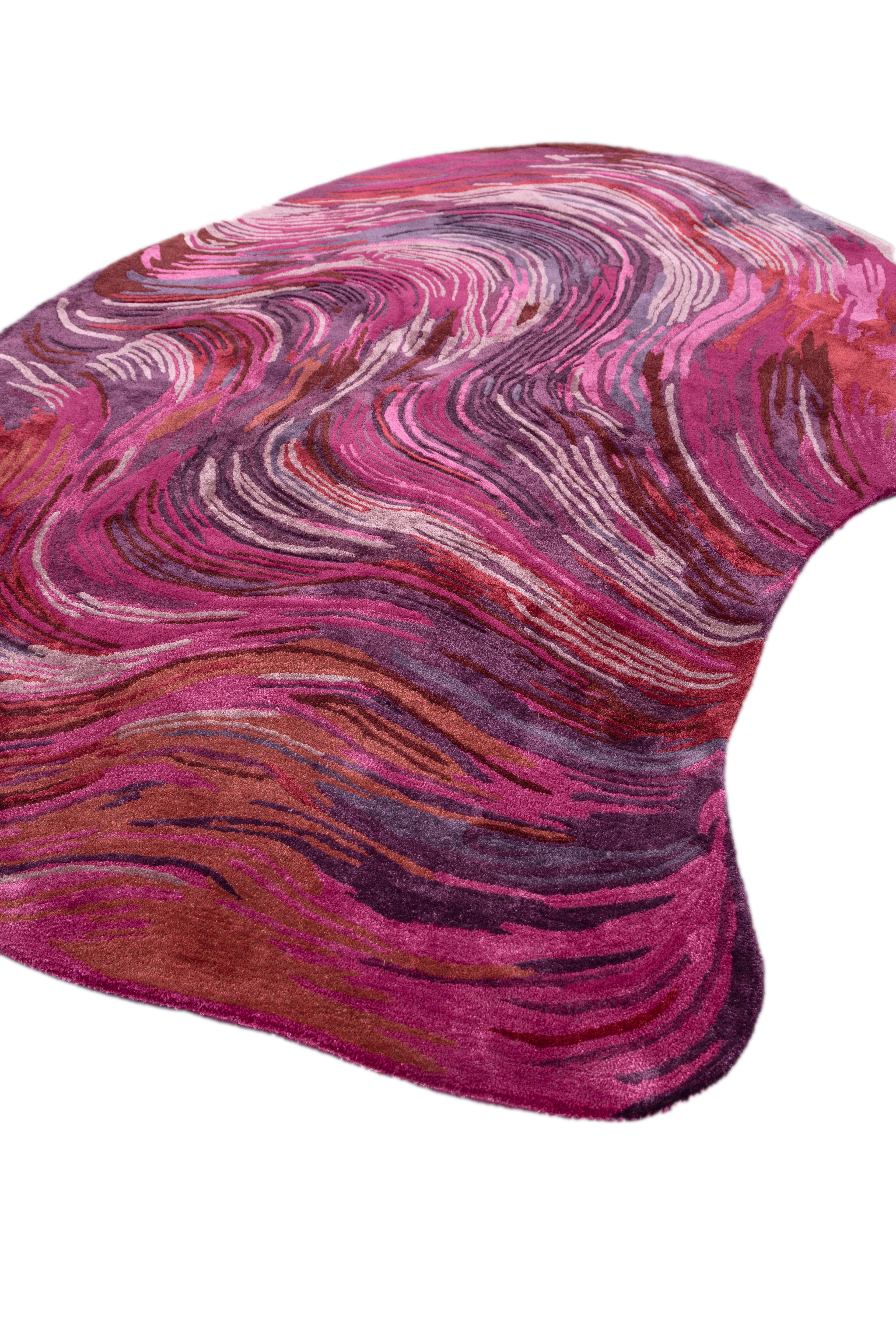 Jaipur Teppiche 6x9 Füße Hand getuftet Teppich Wolle & Viskose Modern Rosa & Lila Teppich (Indisch) im Angebot