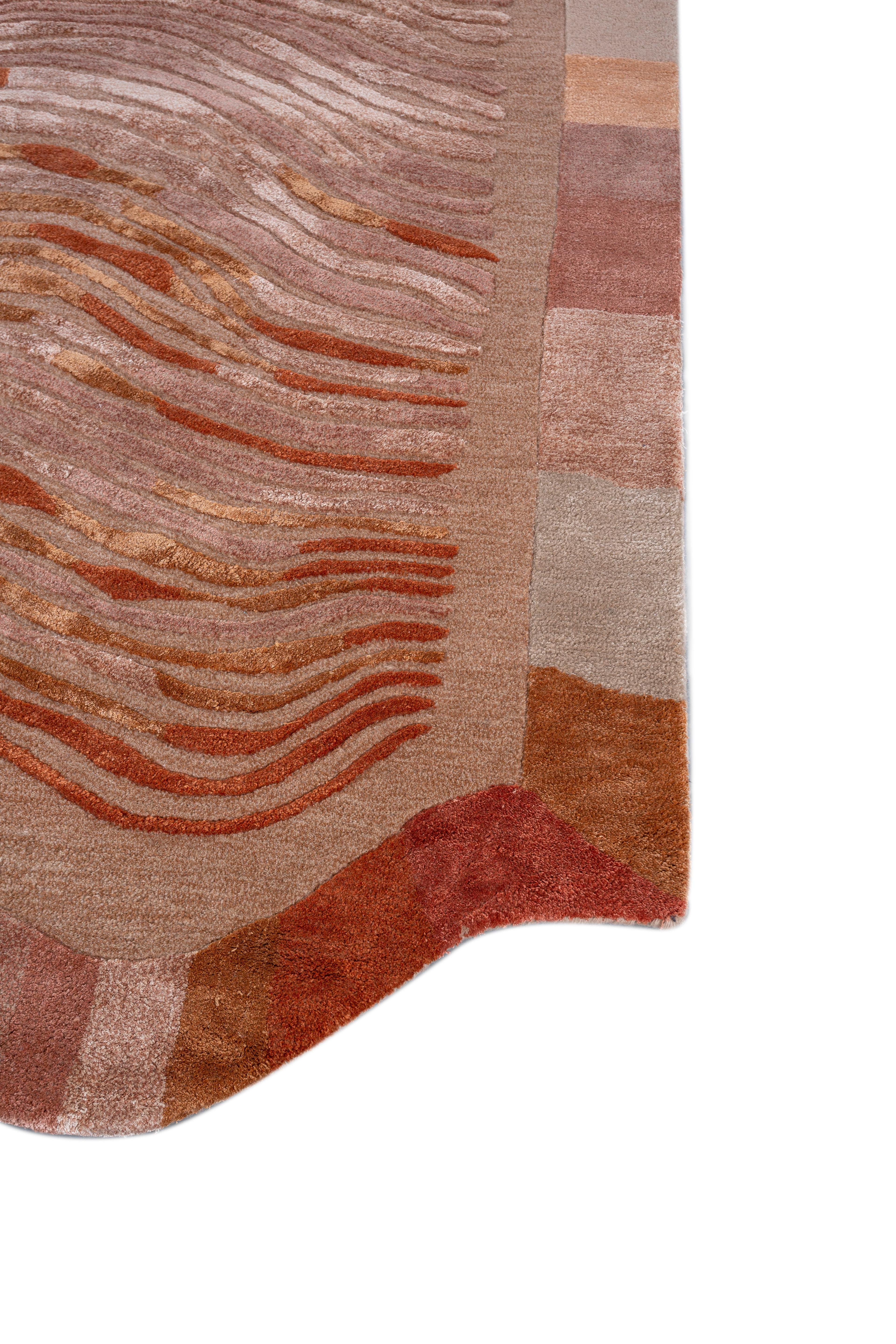 Jaipur Teppiche 6x9 Füße Hand getuftet Teppich Wolle & Viskose Modern Rot & Orange Teppich (Moderne) im Angebot
