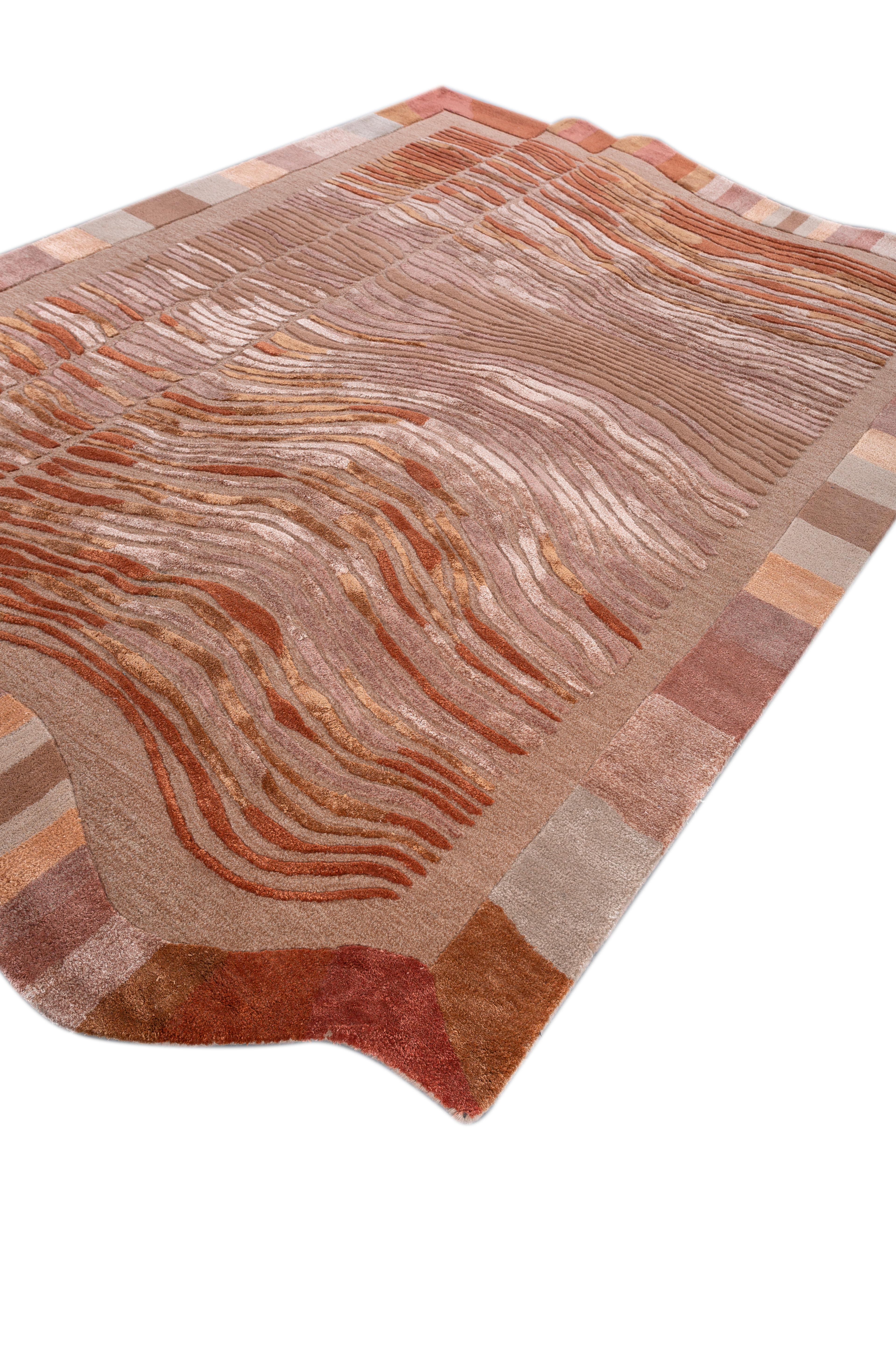 Jaipur Teppiche 6x9 Füße Hand getuftet Teppich Wolle & Viskose Modern Rot & Orange Teppich (Indisch) im Angebot