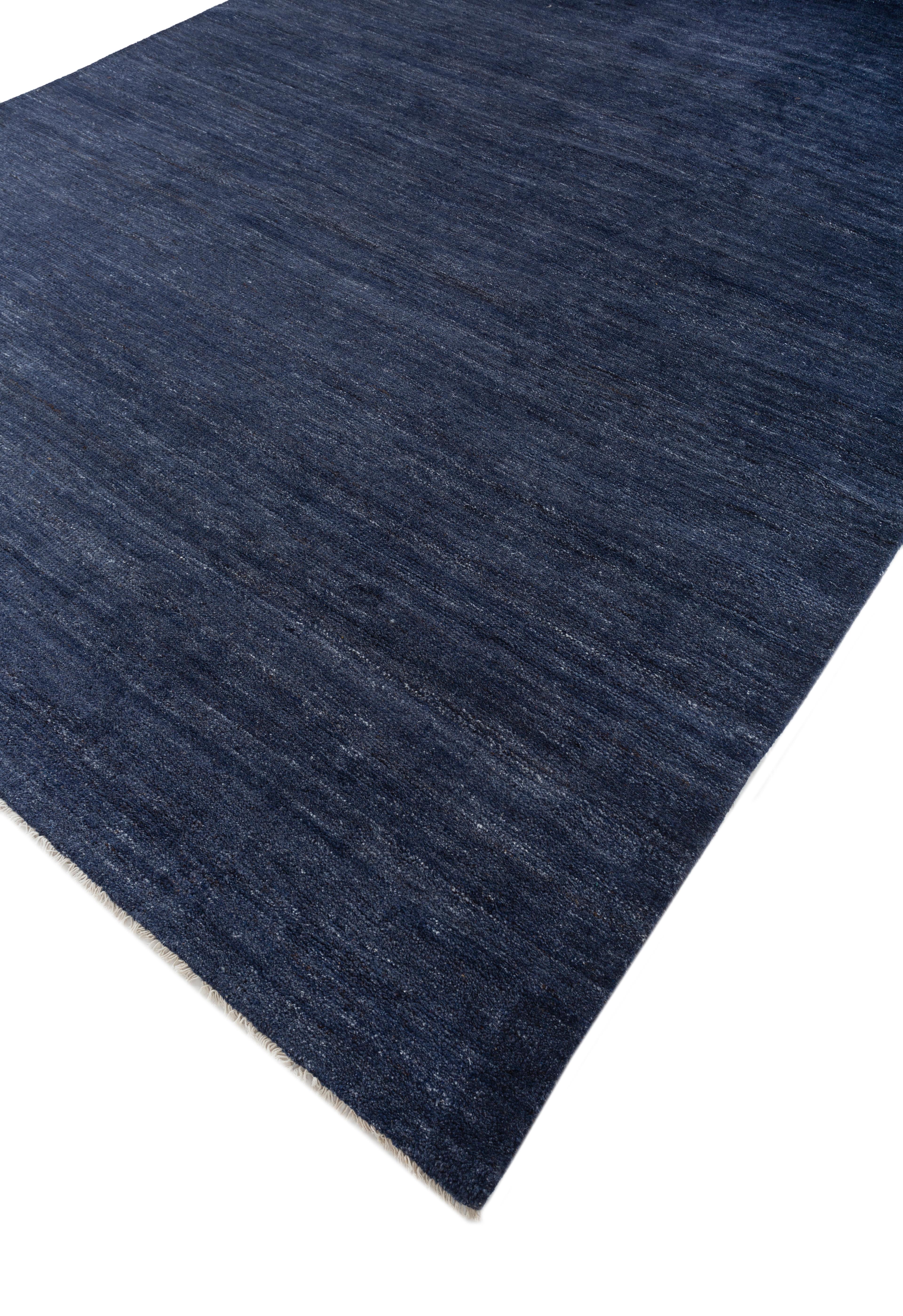 Hand-Knotted Jaipur Rugs 8'6x12 Feet Hand knotted Carpet Wool Modern Blue Rug For Sale