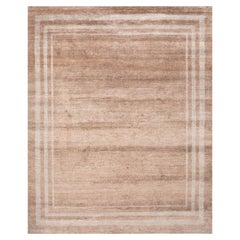 Jaipur Rugs 8X10 Feet Hand Knotted Carpet Bamboo Silk Beige And Brown Modern Rug