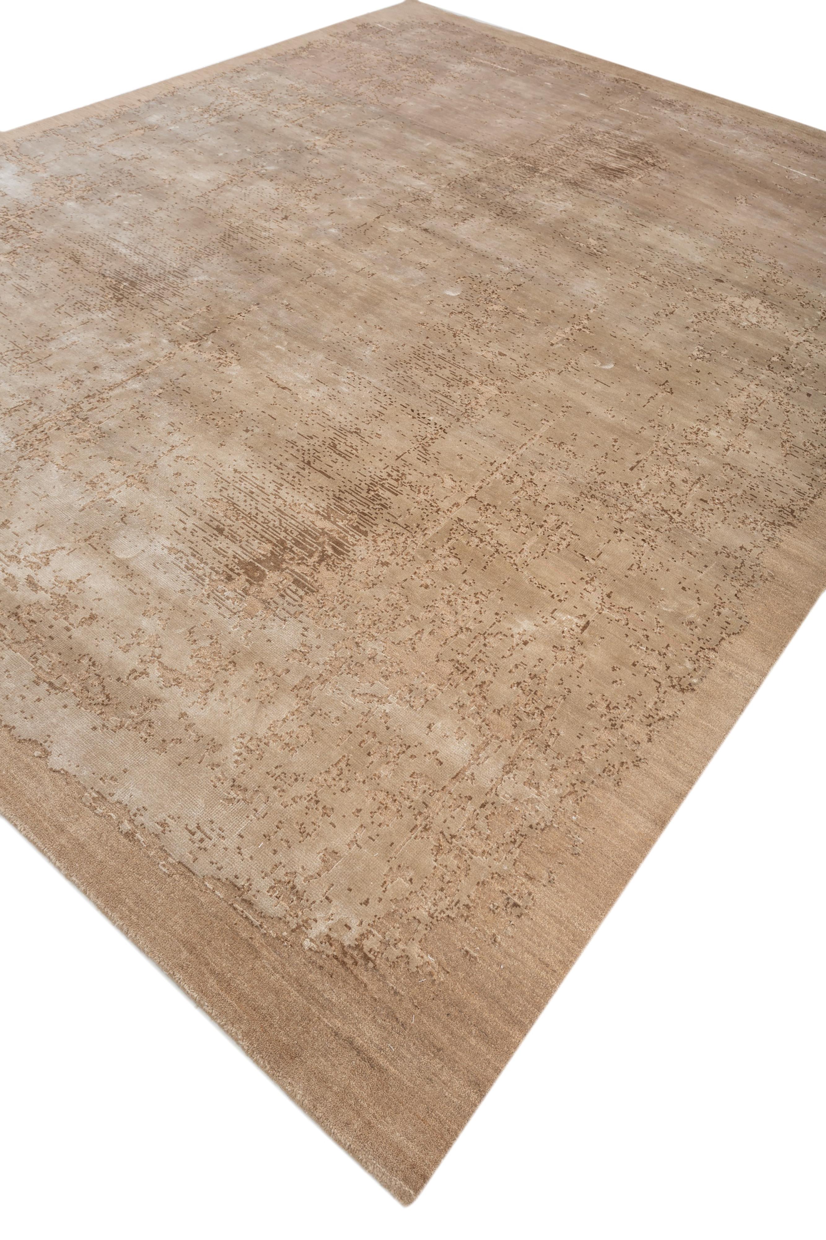 Jaipur Rugs 8x10 Feet Hand Knotted Carpet Wool And Bamboo Silk Beige And Brown (Indisch) im Angebot