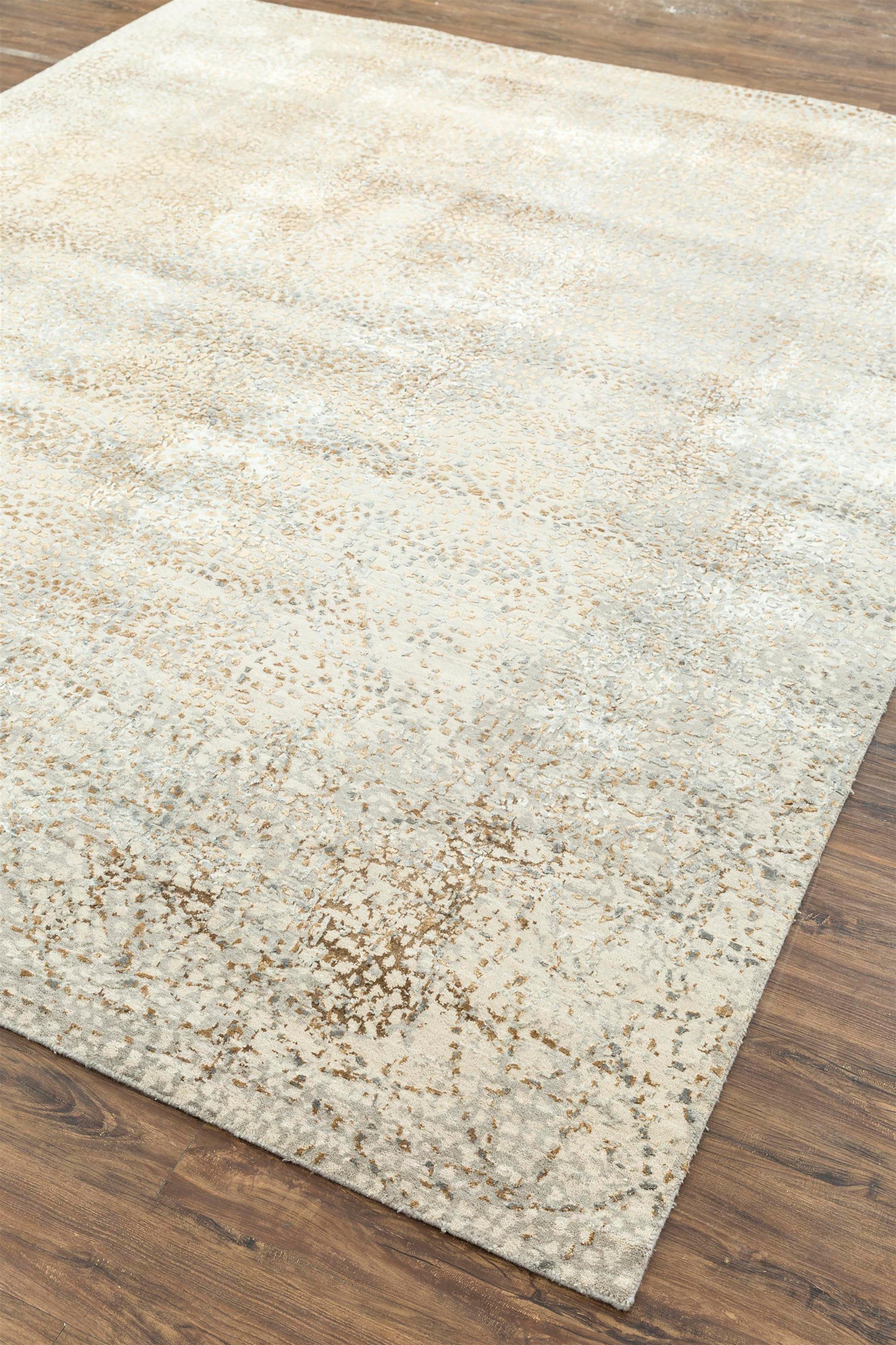 Indiano Jaipur Rugs 8x10 Piedi Tappeto annodato a mano in lana e seta di bambù Beige e Marrone in vendita