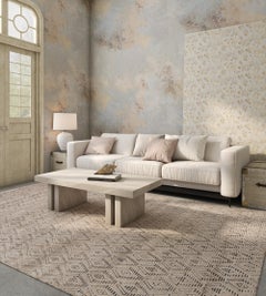 Tappeto Jaipur 8X10 piedi annodato a mano in lana e seta di bambù Beige e Marrone