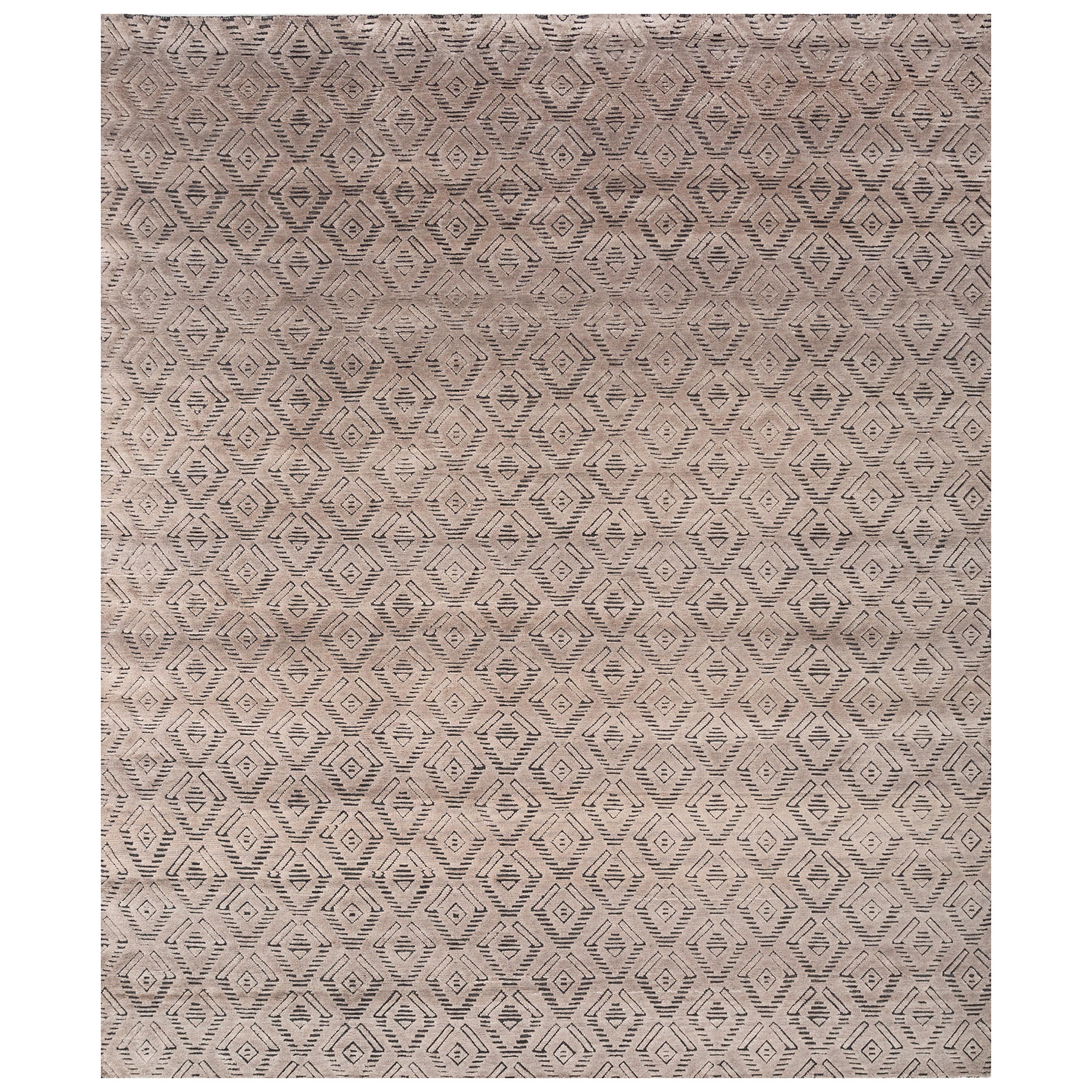 Tapis Lunar beige et ébène 240x300 cm noué à la main