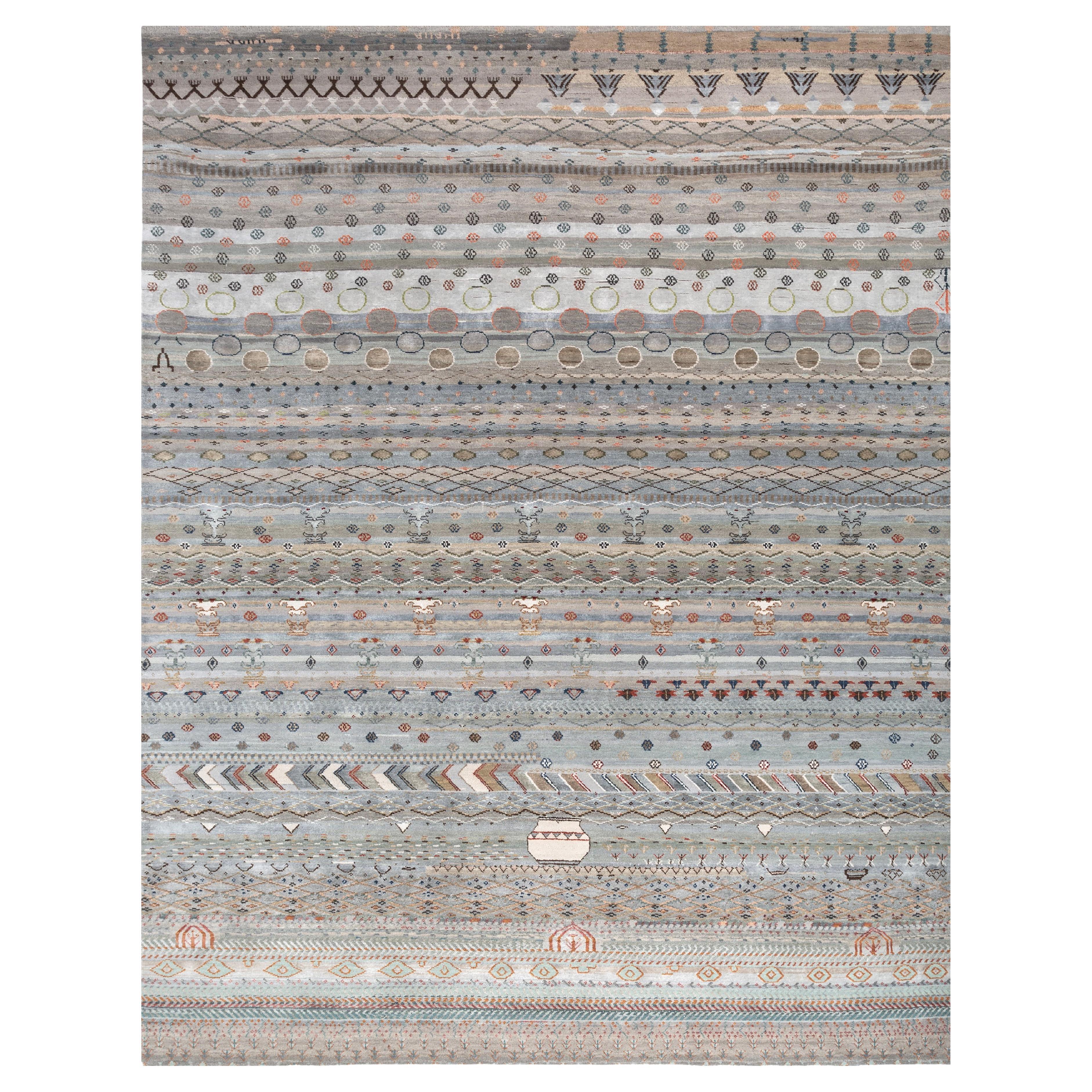 Jaipur Rugs 8x10 Füße handgeknüpft Teppich Wolle und Bambus Seide Blau Modern Teppich