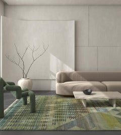 Jaipur Rugs 8x10 Feet Hand Knotted Carpet Wool And Bamboo Silk Green Modern Rug (tapis moderne en laine et soie de bambou)