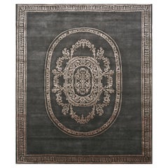Jaipur Rugs 8X10 Feet Hand Knotted Carpet Wool And Bamboo Silk Grey & Black Rug