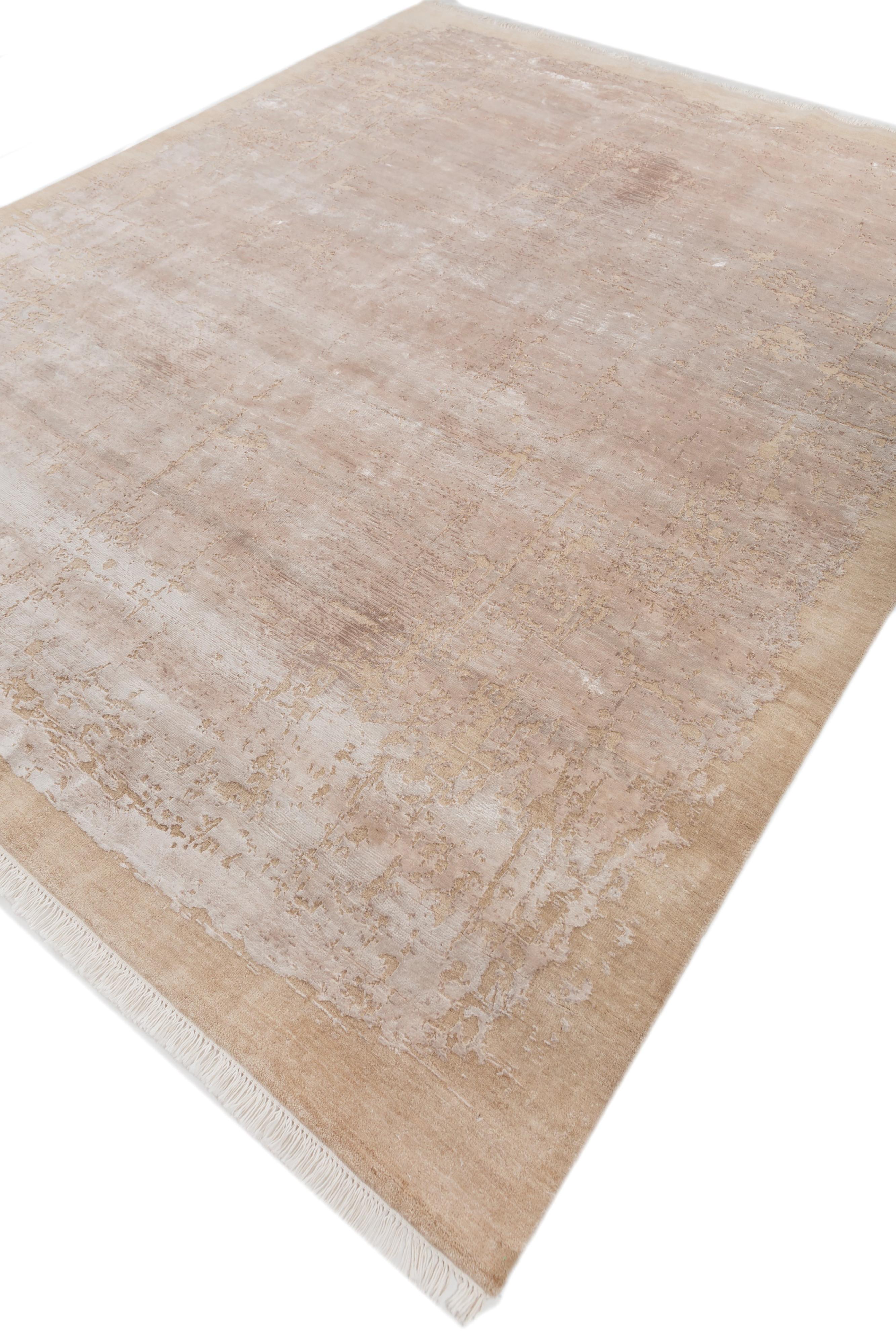 Jaipur Rugs 8x10 Füße handgeknüpfte Teppiche Wolle und Bambus Seide Elfenbein Modern (Indisch) im Angebot
