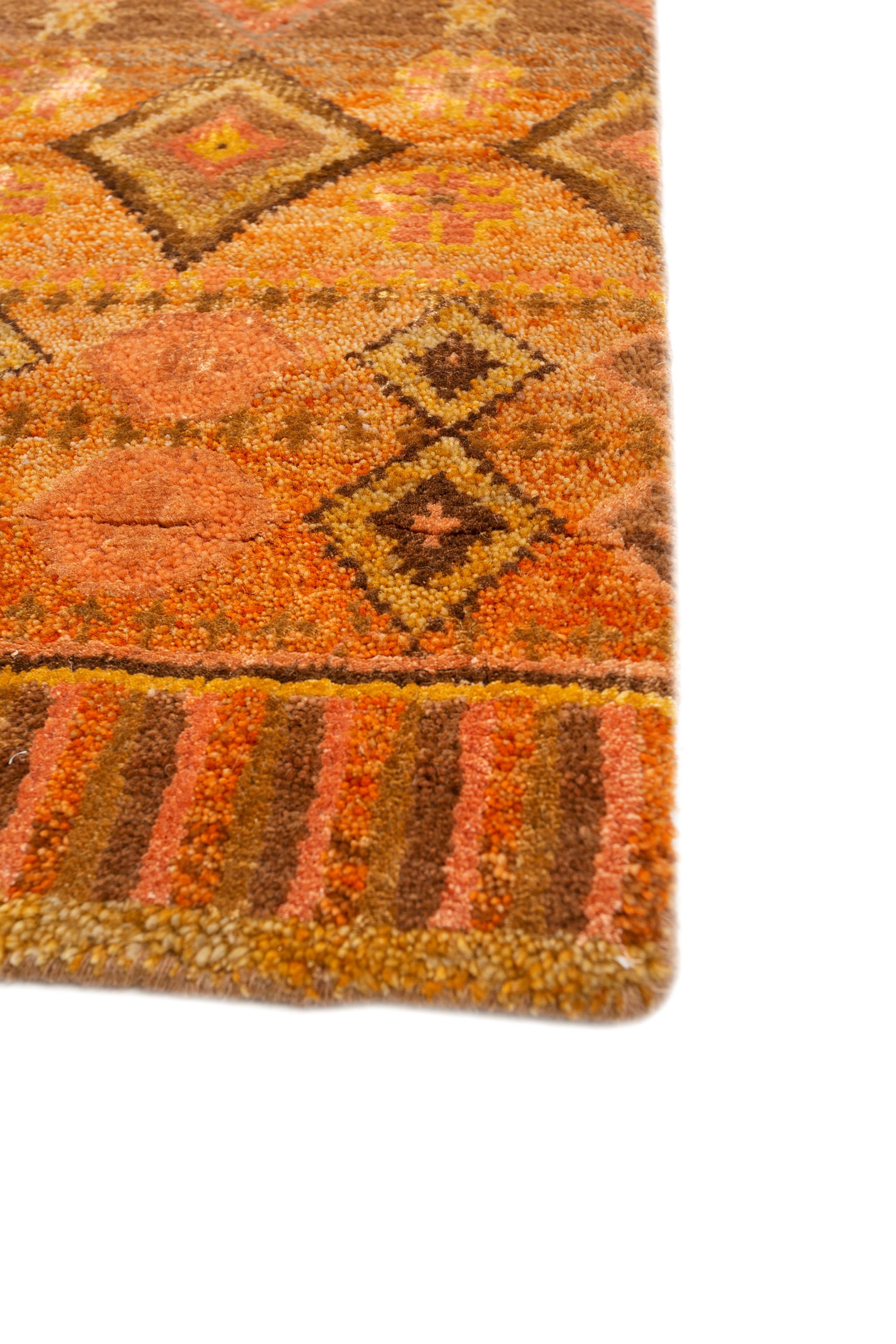 Moderno Tappeto Jaipur Rugs 8x10 Piedi annodato a mano in lana e seta di bambù Rosso e Arancione in vendita