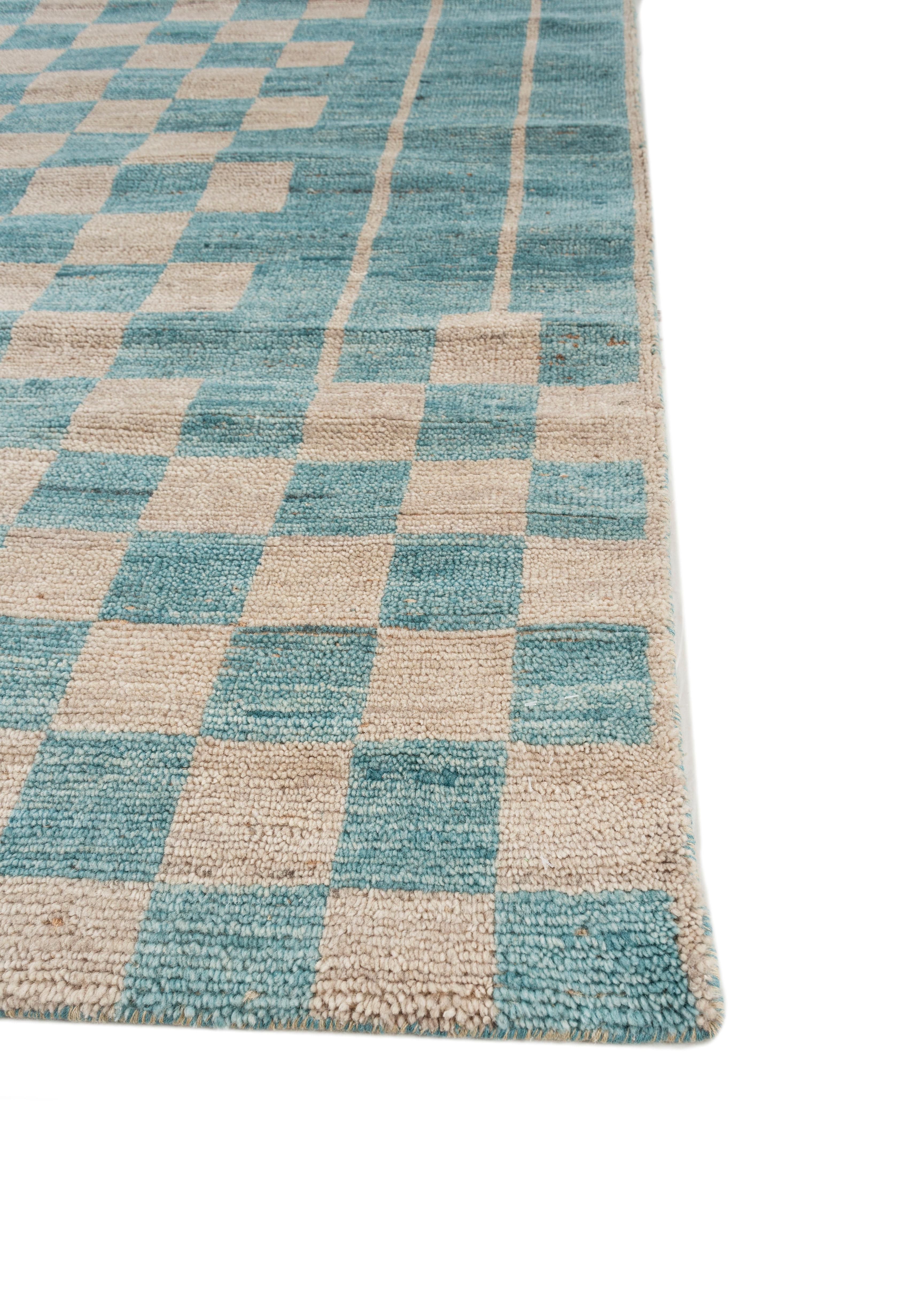 Moderno Tappeto Jaipur Rugs 8x10 Piedi Annodato a Mano in Lana e Juta Moderna Blu in vendita
