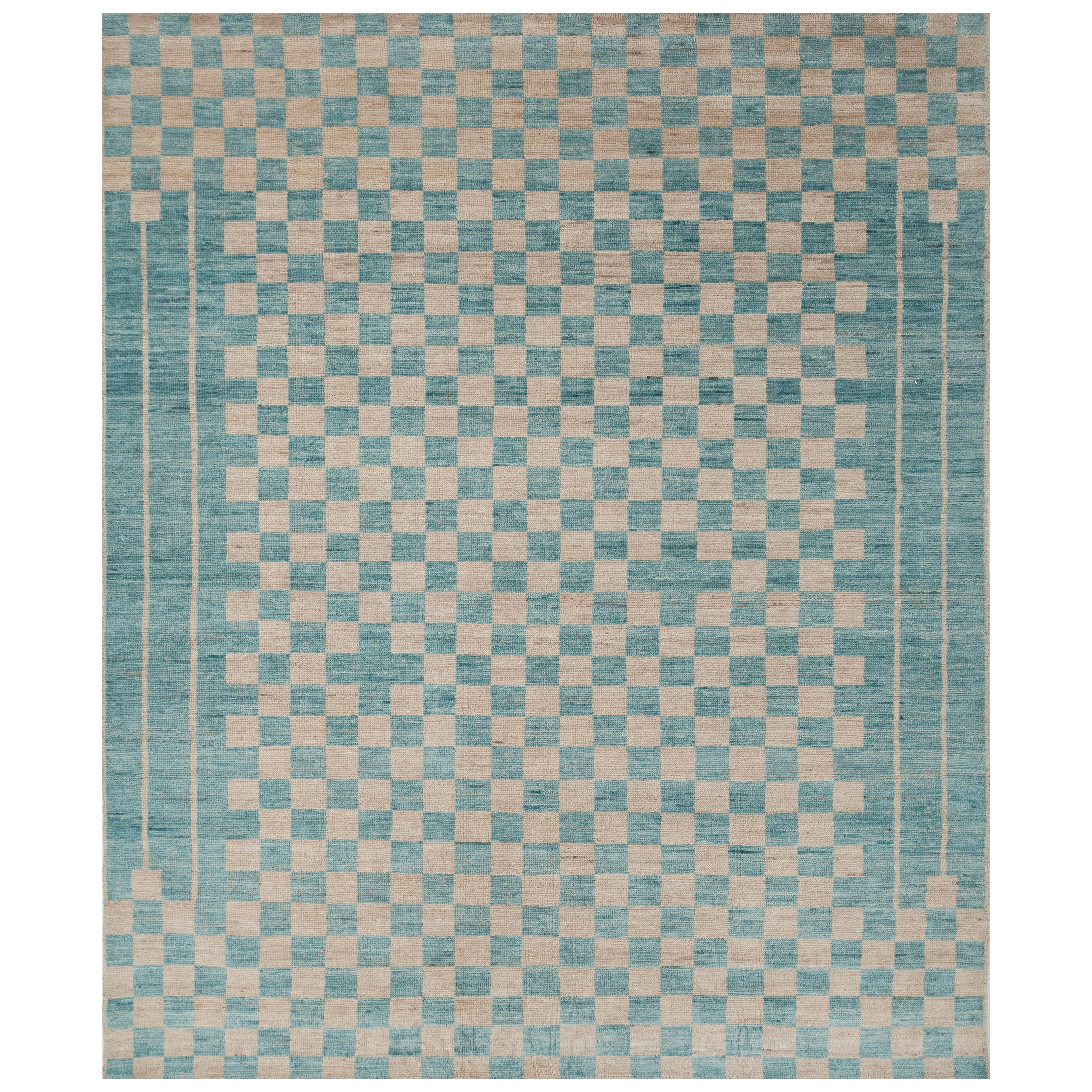 Tappeto Jaipur Rugs 8x10 Piedi Annodato a Mano in Lana e Juta Moderna Blu