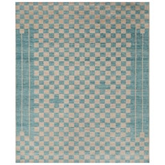 Tappeto Jaipur Rugs 8x10 Piedi Annodato a Mano in Lana e Juta Moderna Blu