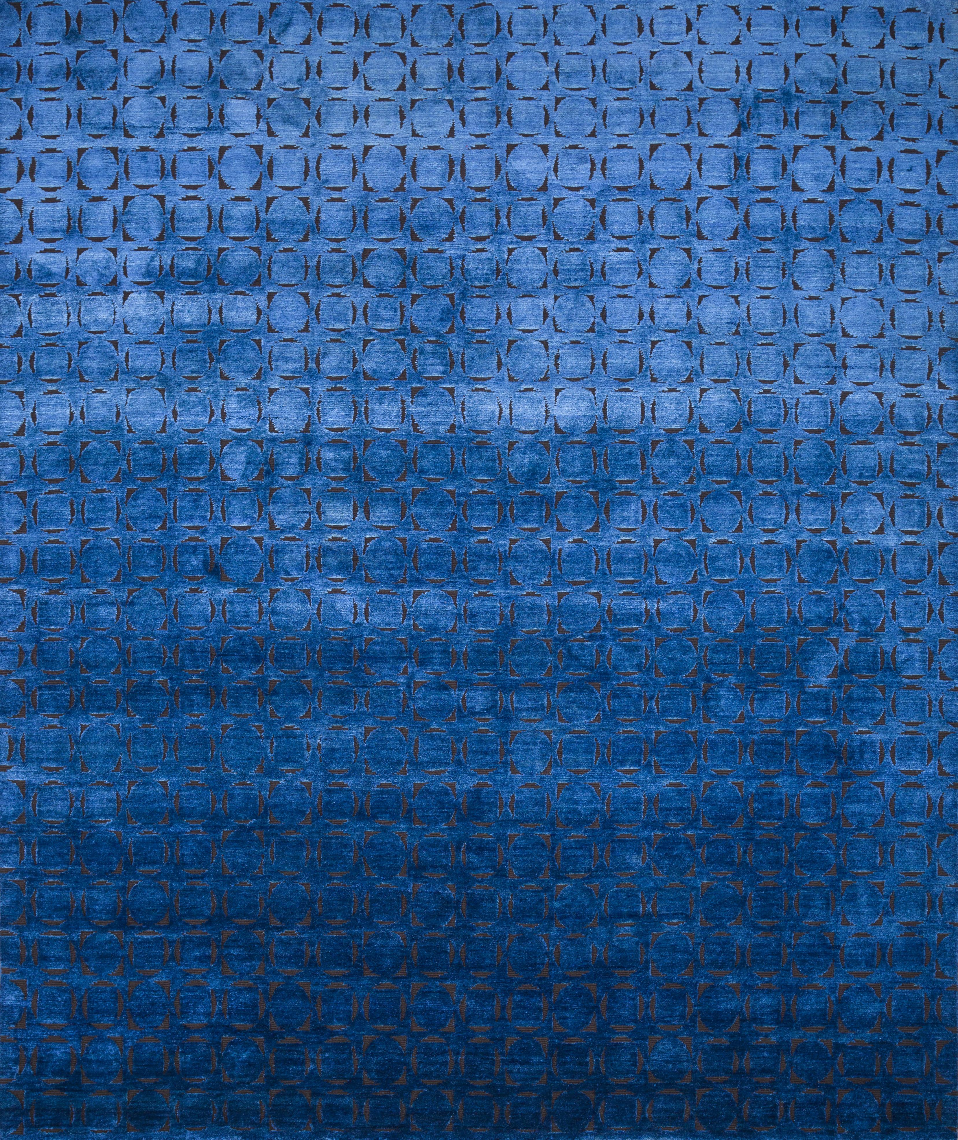 Jaipur Rugs 8x10 Feet Hand geknüpft Teppich Wolle und Seide modern Blau Teppich (Moderne) im Angebot