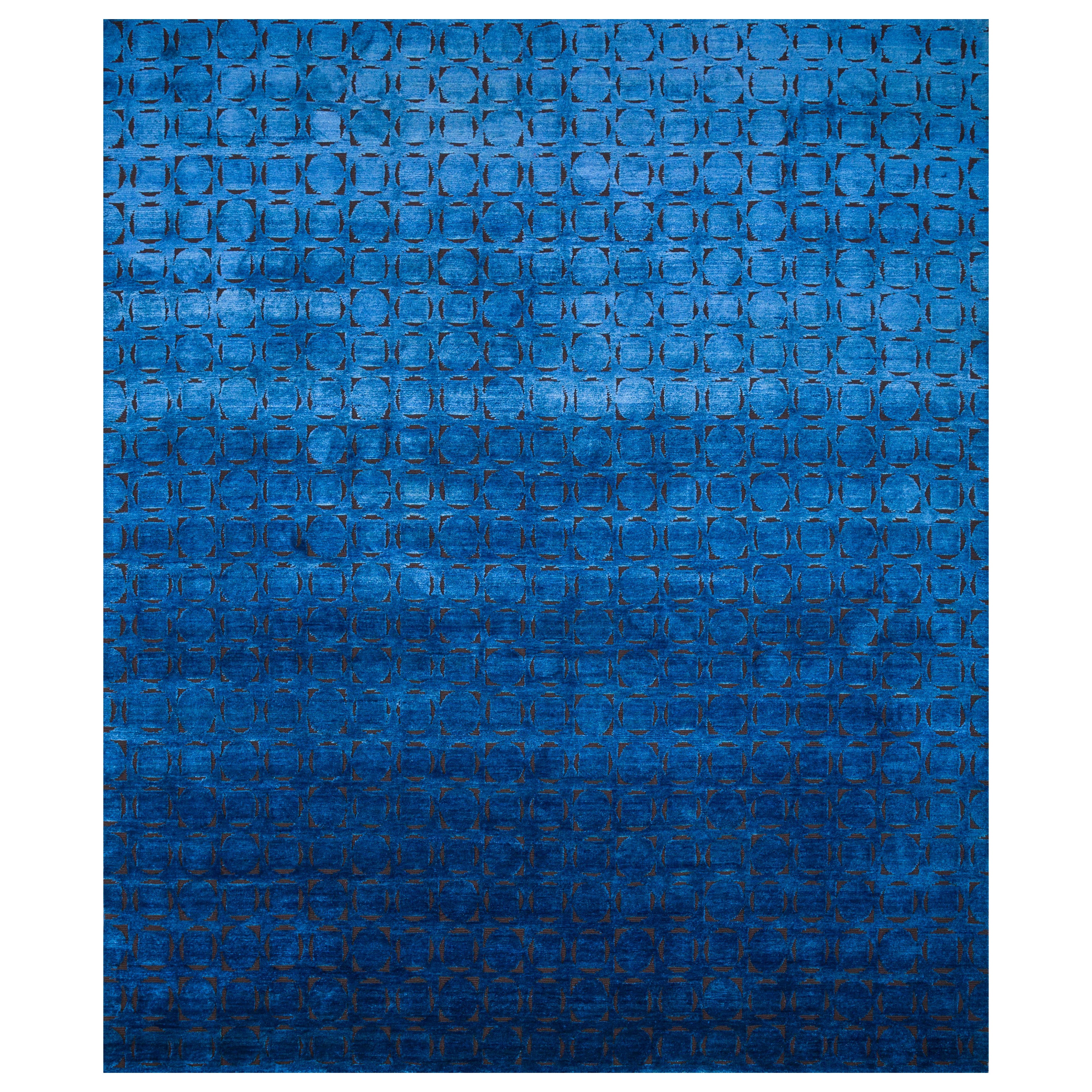 Jaipur Rugs 8x10 Feet Hand geknüpft Teppich Wolle und Seide modern Blau Teppich
