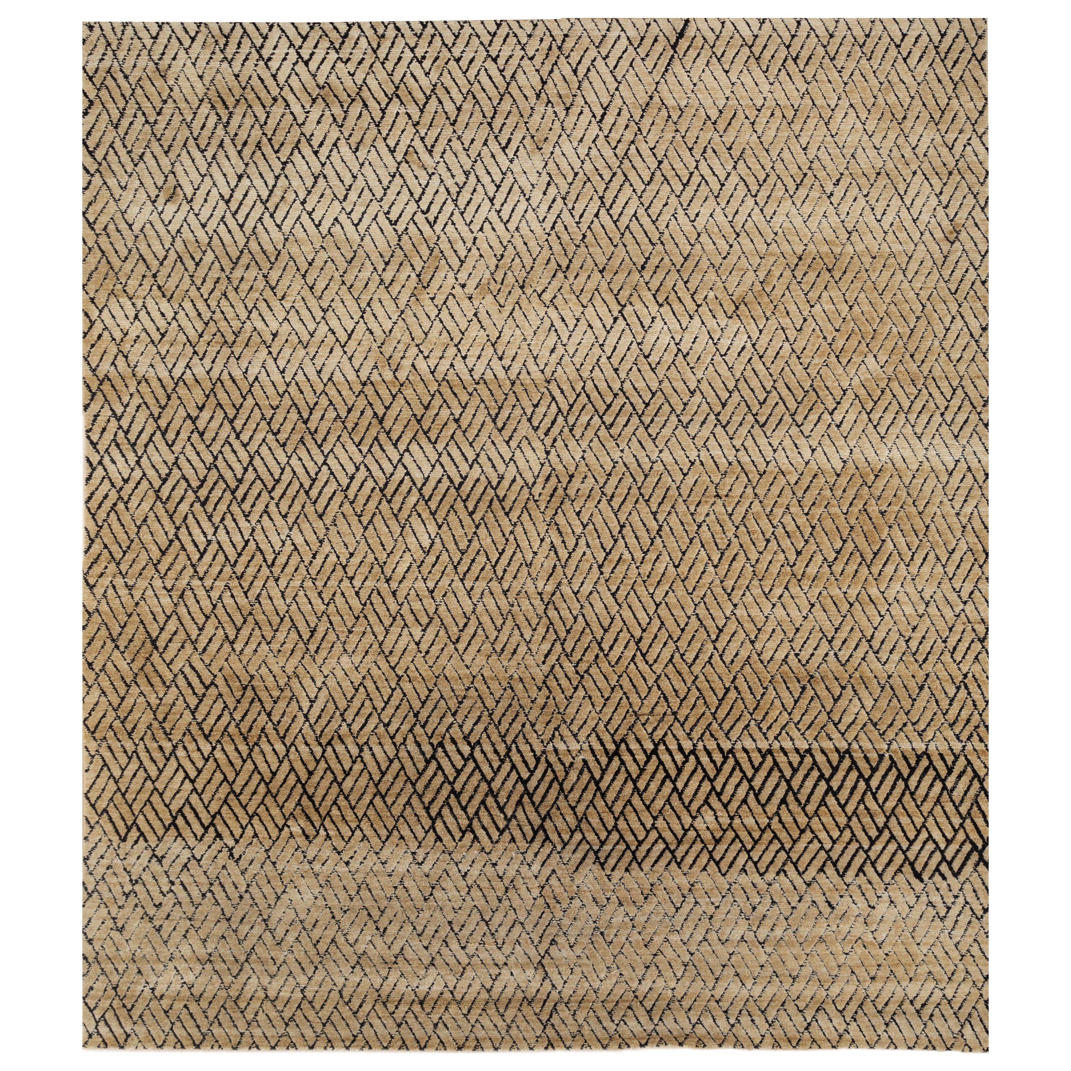 Jaipur Rugs Tapis 8x10 pieds noués à la main Laine et soie moderne Tapis doré