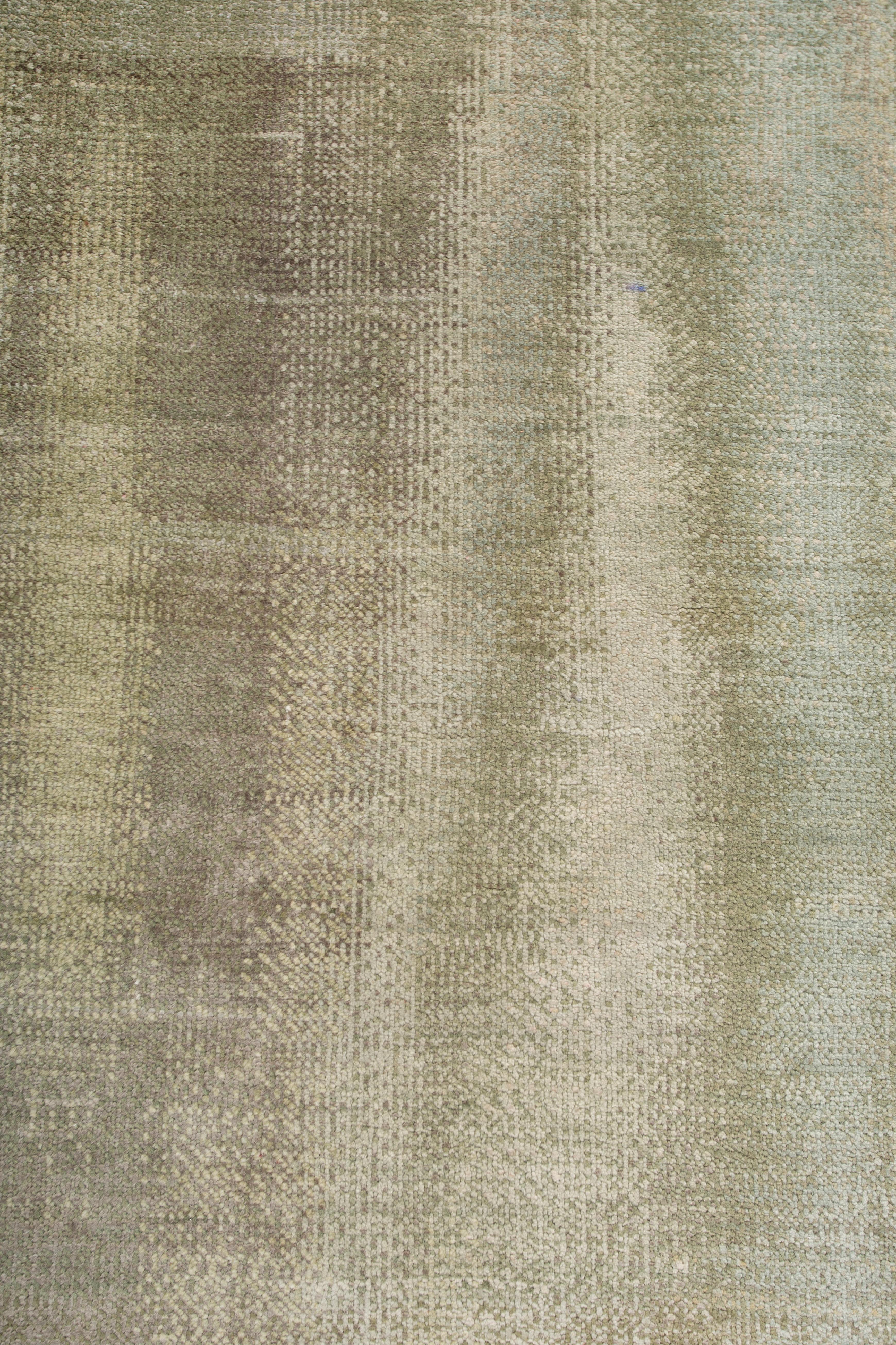 Indiano Tappeto Jaipur Rugs 8x10 Piedi Annodato a mano in Lana e Seta Verde Moderno in vendita