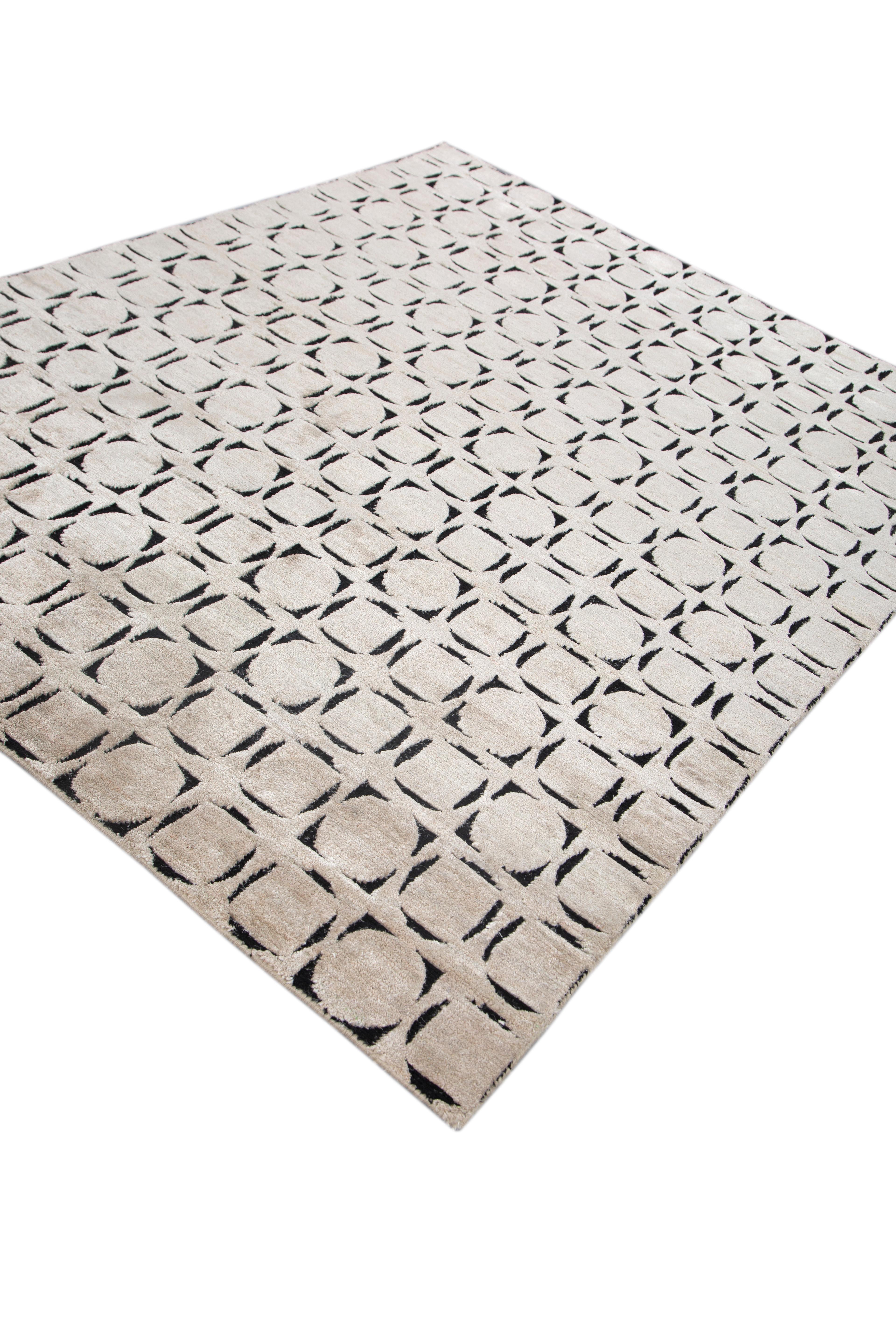 Moderno Jaipur Rugs 8x10 Piedi Tappeto annodato a mano in lana e seta moderno avorio in vendita