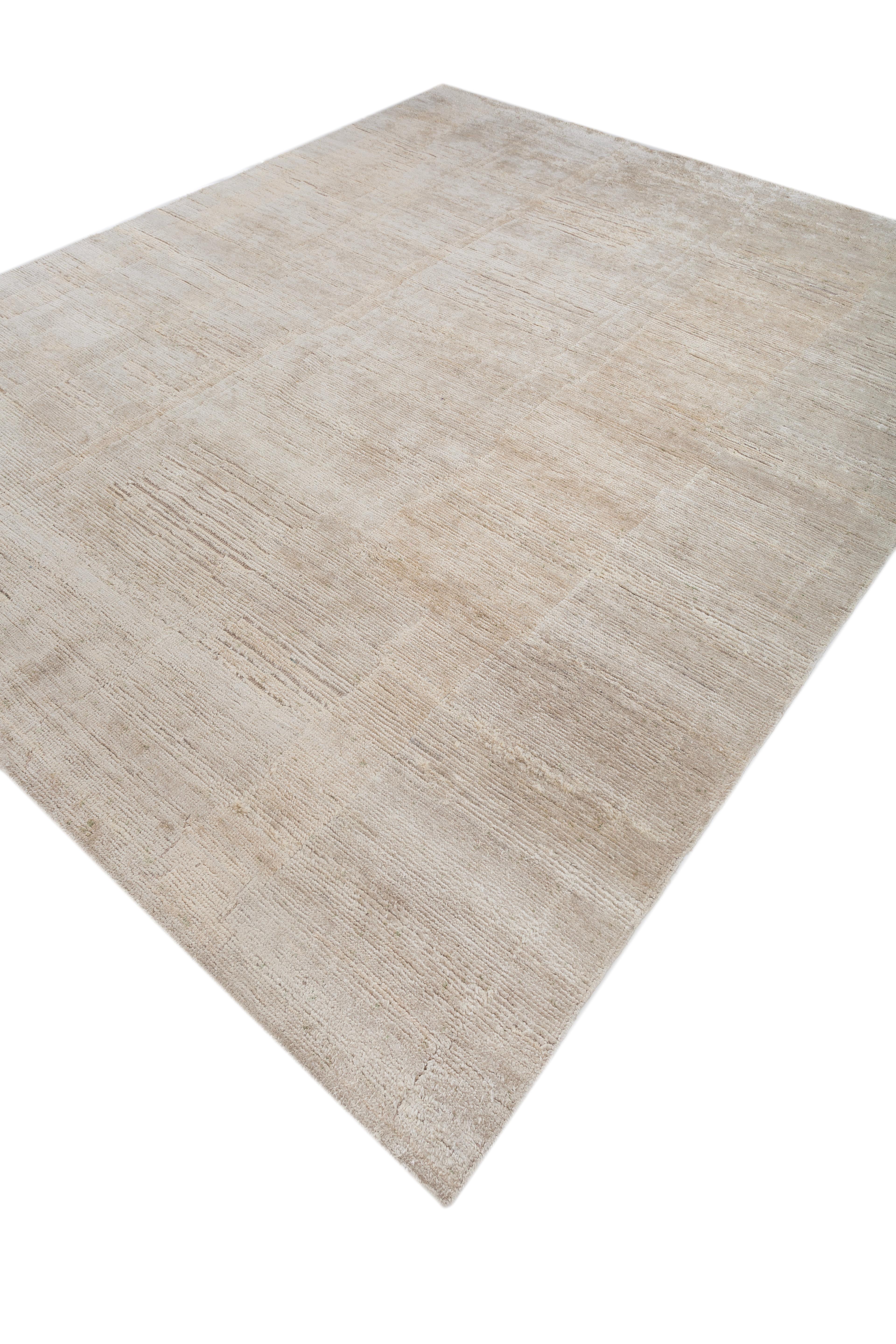 Hand-Knotted Jaipur Rugs 8x10 Feet Hand knotted Carpet Wool And Silk Modern Ivory Rug For Sale