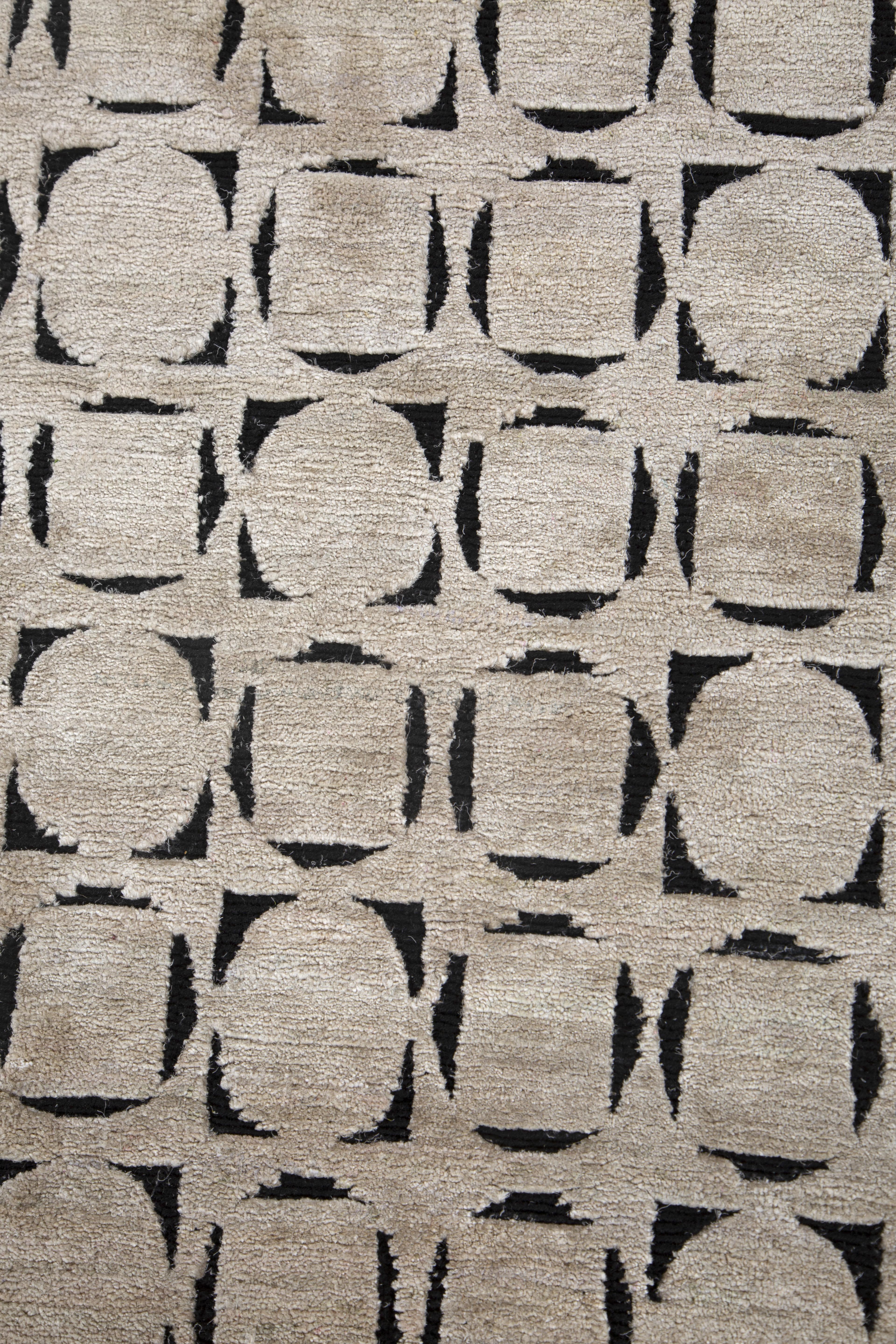 Indiano Jaipur Rugs 8x10 Piedi Tappeto annodato a mano in lana e seta moderno avorio in vendita