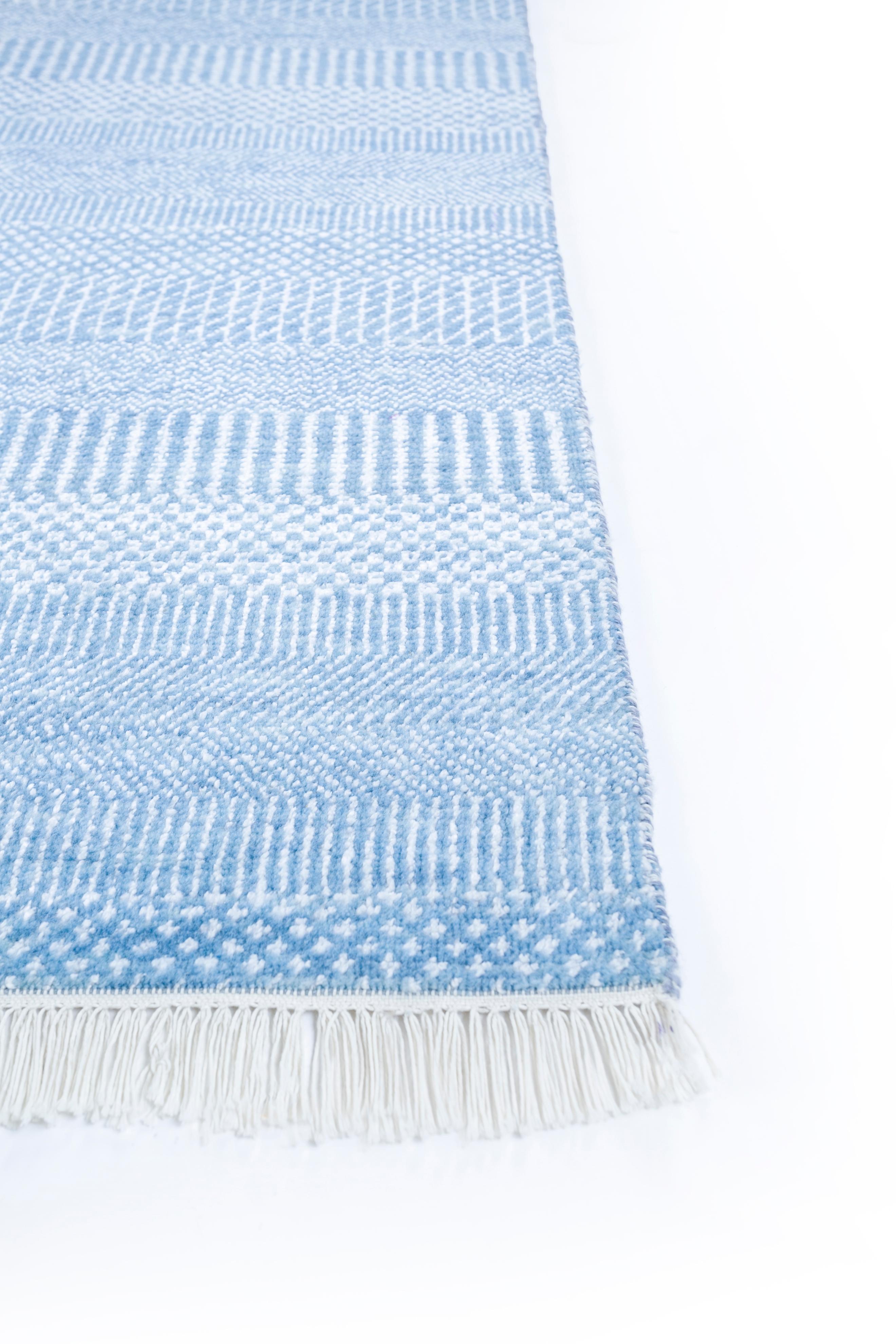 Jaipur Rugs 8x10 Feet Hand geknüpft Teppich Wolle und Viskose Modern Blau Teppich (Moderne) im Angebot