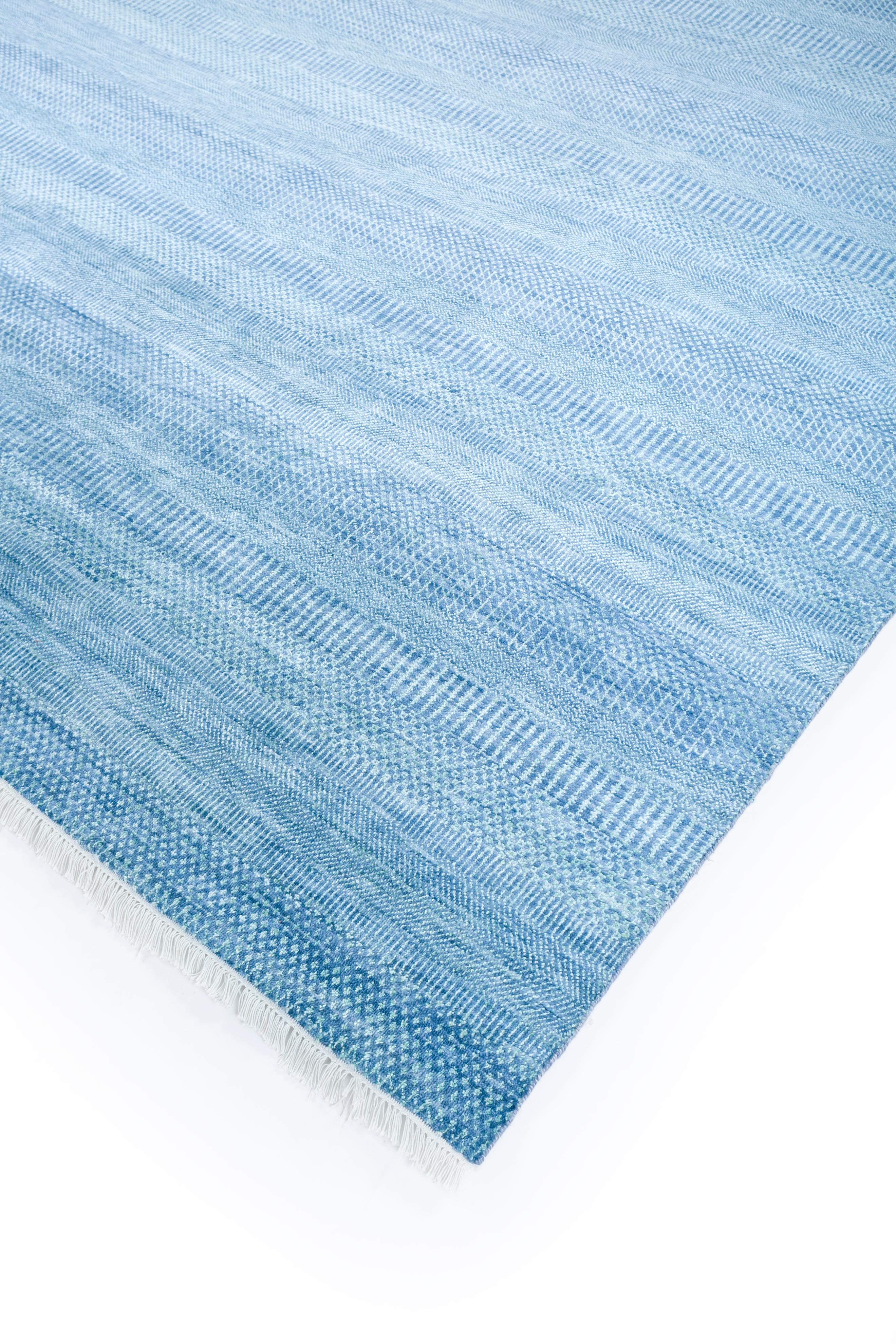 Jaipur Rugs 8x10 Feet Hand geknüpft Teppich Wolle und Viskose Modern Blau Teppich (Indisch) im Angebot