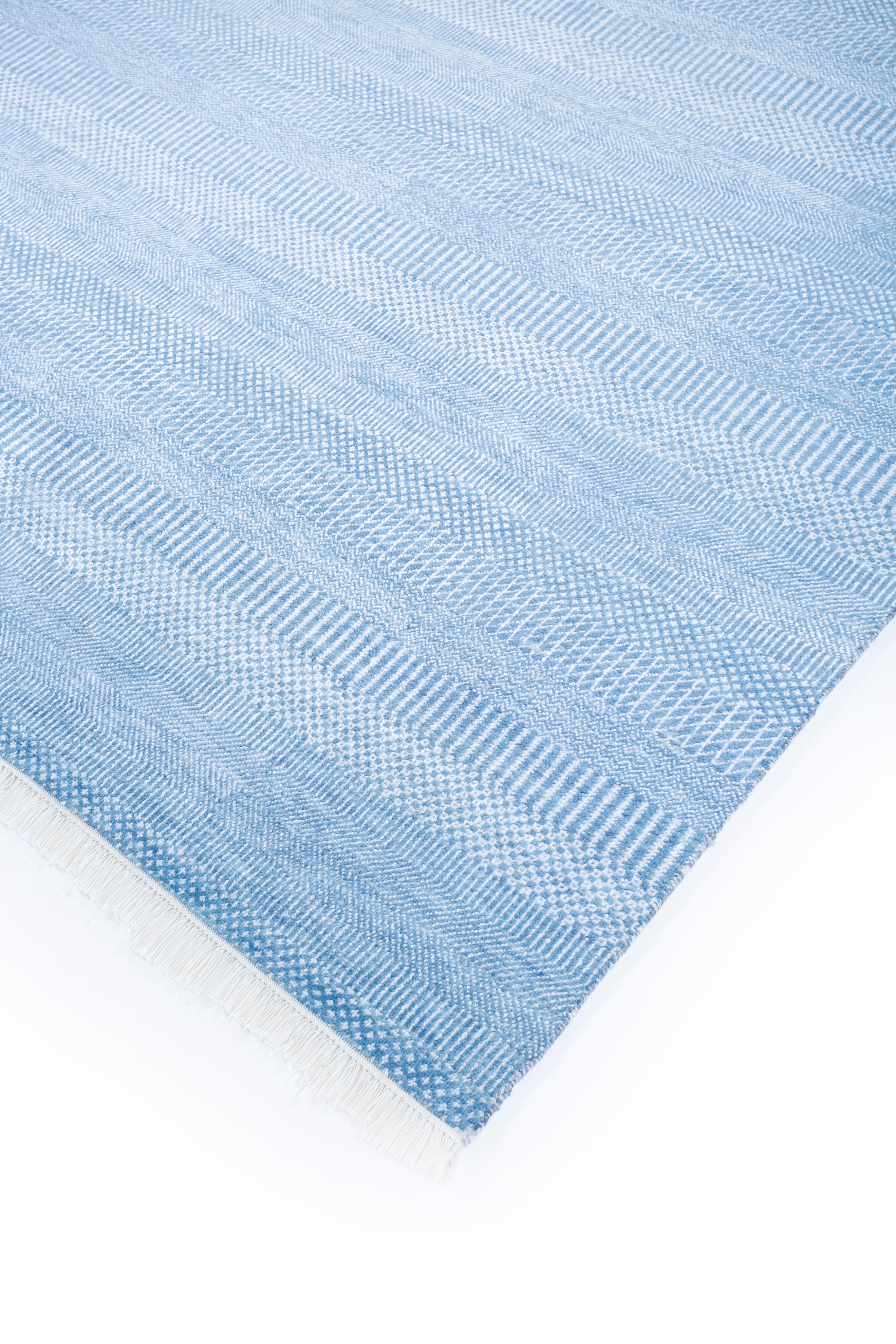 Jaipur Rugs 8x10 Feet Hand geknüpft Teppich Wolle und Viskose Modern Blau Teppich (Indisch) im Angebot