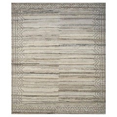 Seide Serendipity Natürlicher Beige & Dunkelgrauer 240x300 cm Handgeknüpfter Teppich aus Seide