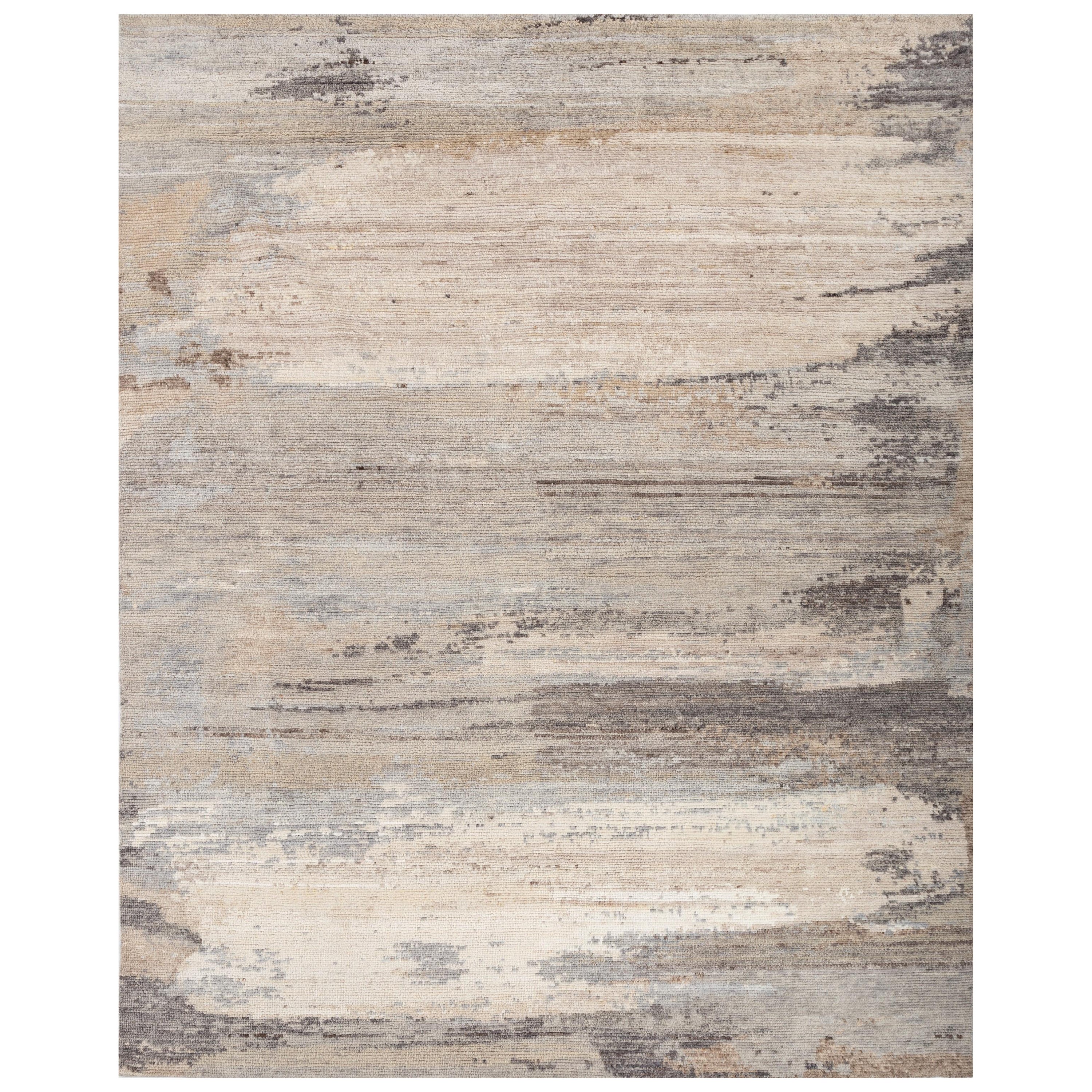 Ethereal Strokes Natural White & Medium Taupe 240x300 cm Tappeto Annodato a Mano