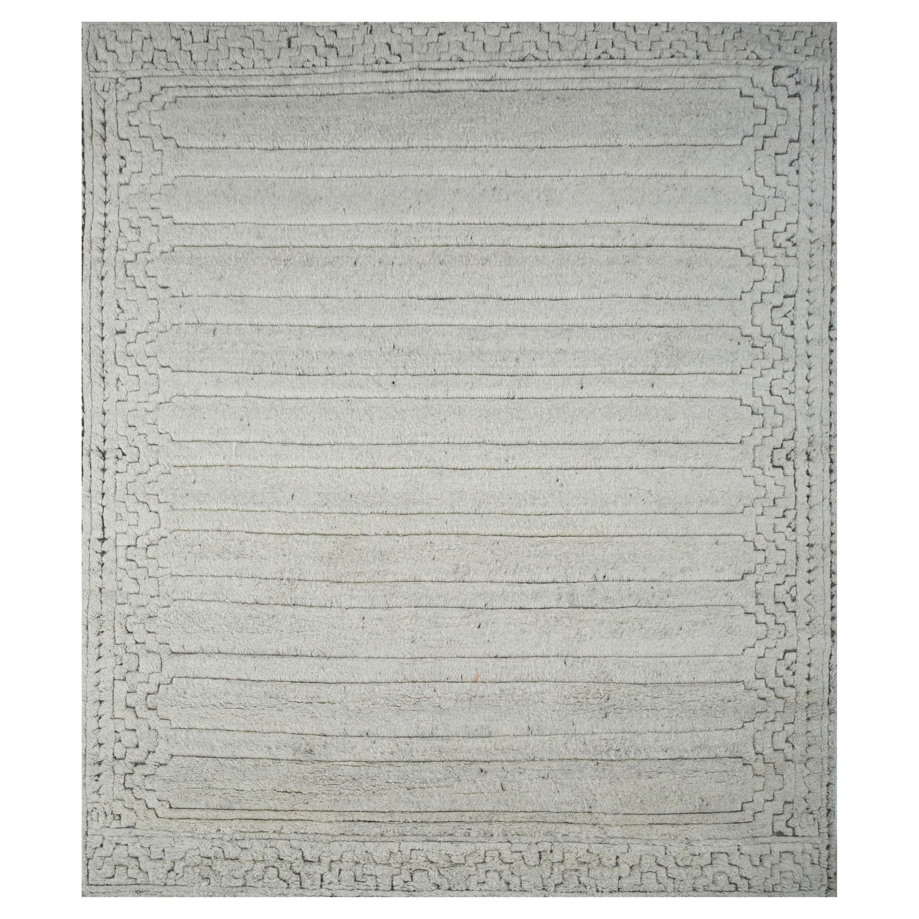 Platin Dew Weiß Eis & Leinen 240x300 cm Handgeknüpfter Teppich aus Platin im Angebot