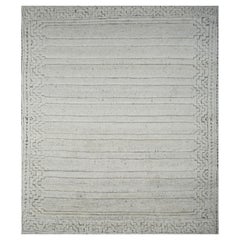 Platin Dew Weiß Eis & Leinen 240x300 cm Handgeknüpfter Teppich aus Platin